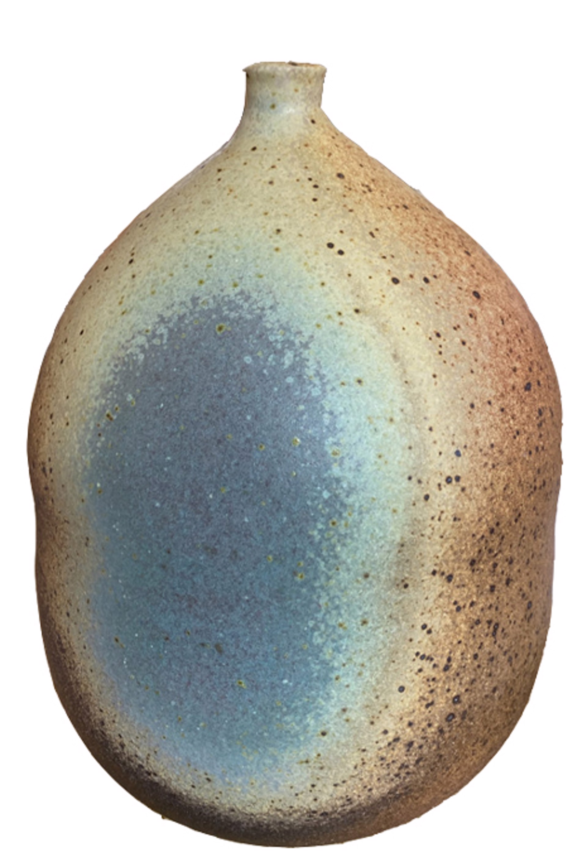 Medium Hight Fire Vase with Turquoise Accent by Faye Maeshiro