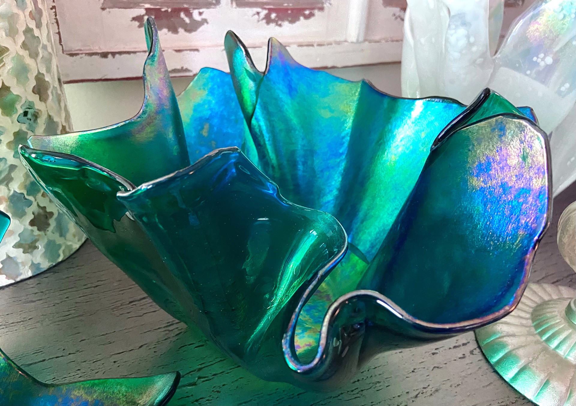 15" Commission Emerald Coast Sculptural Bowl by Leigh Francis