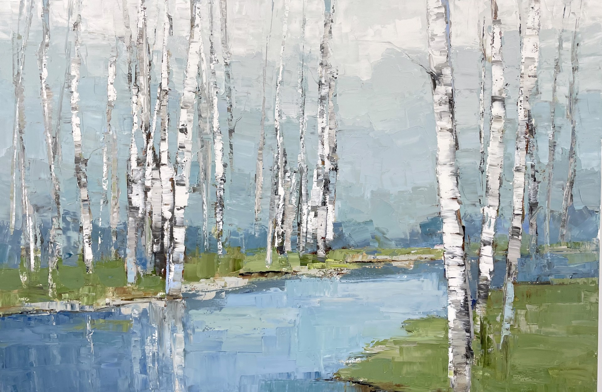 Birch Along The Water by Barbara Flowers