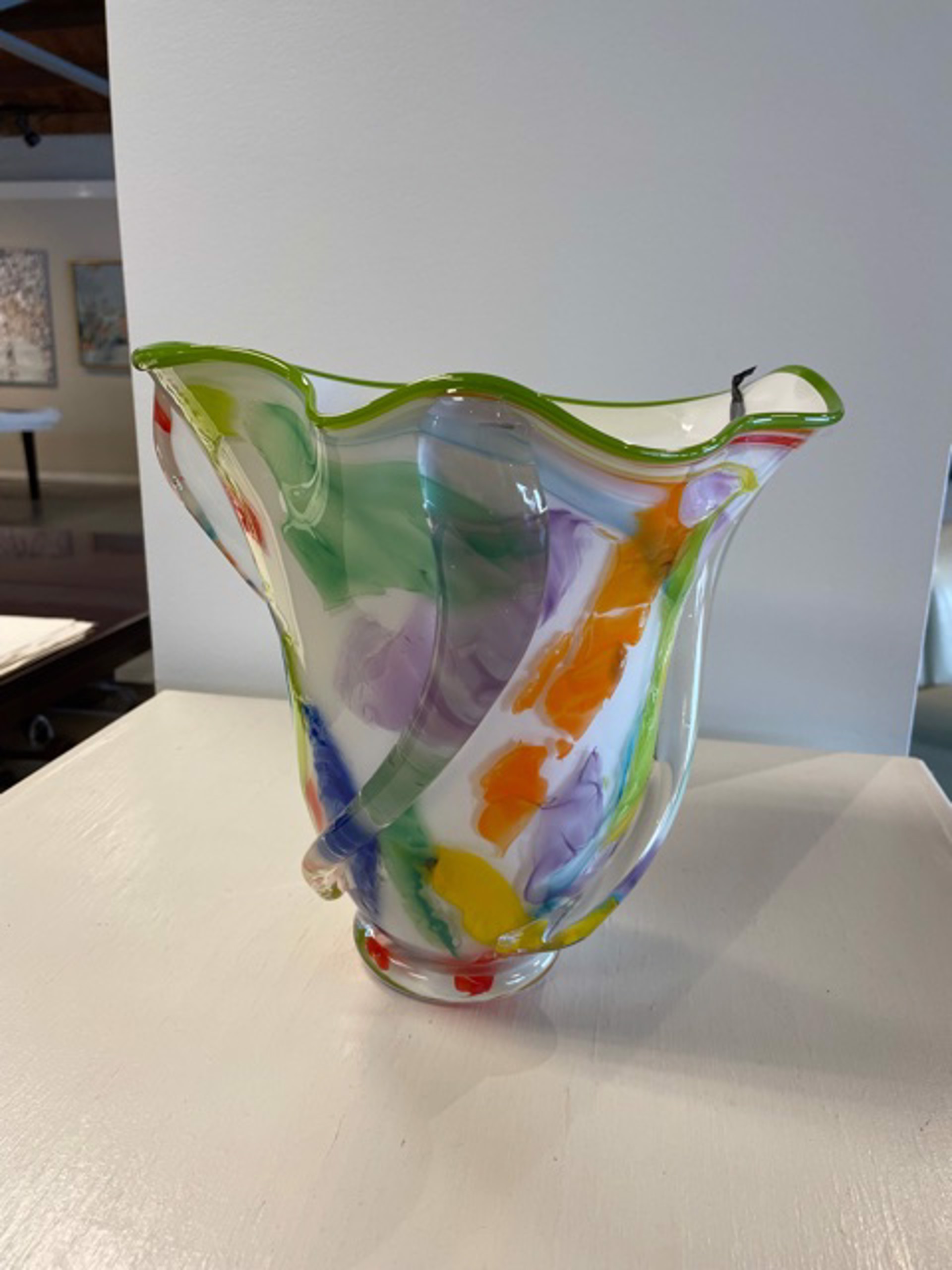 Rainbow Whorl vase by AlBo Glass