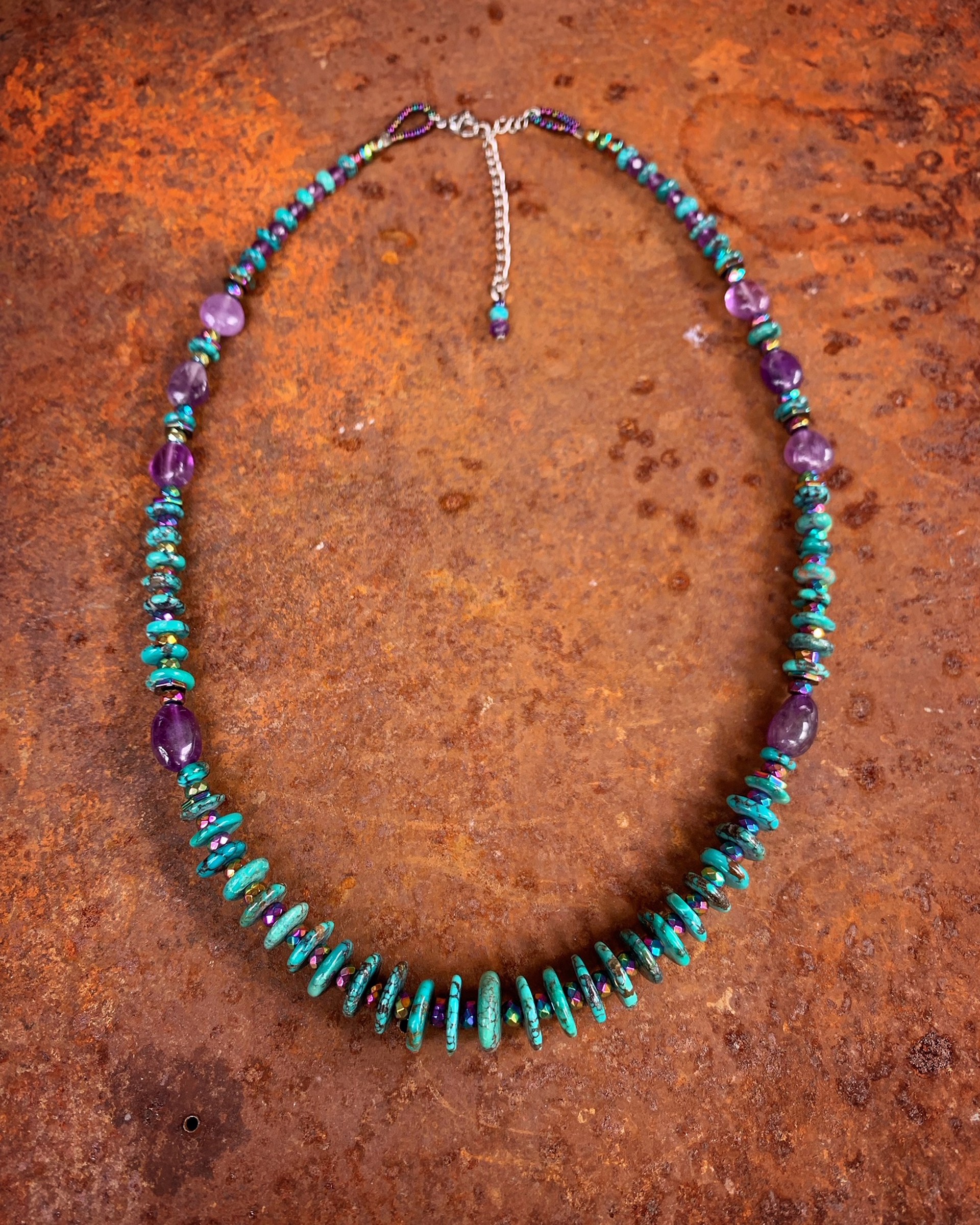 K839 Turquoise and Amethyst Necklace by Kelly Ormsby