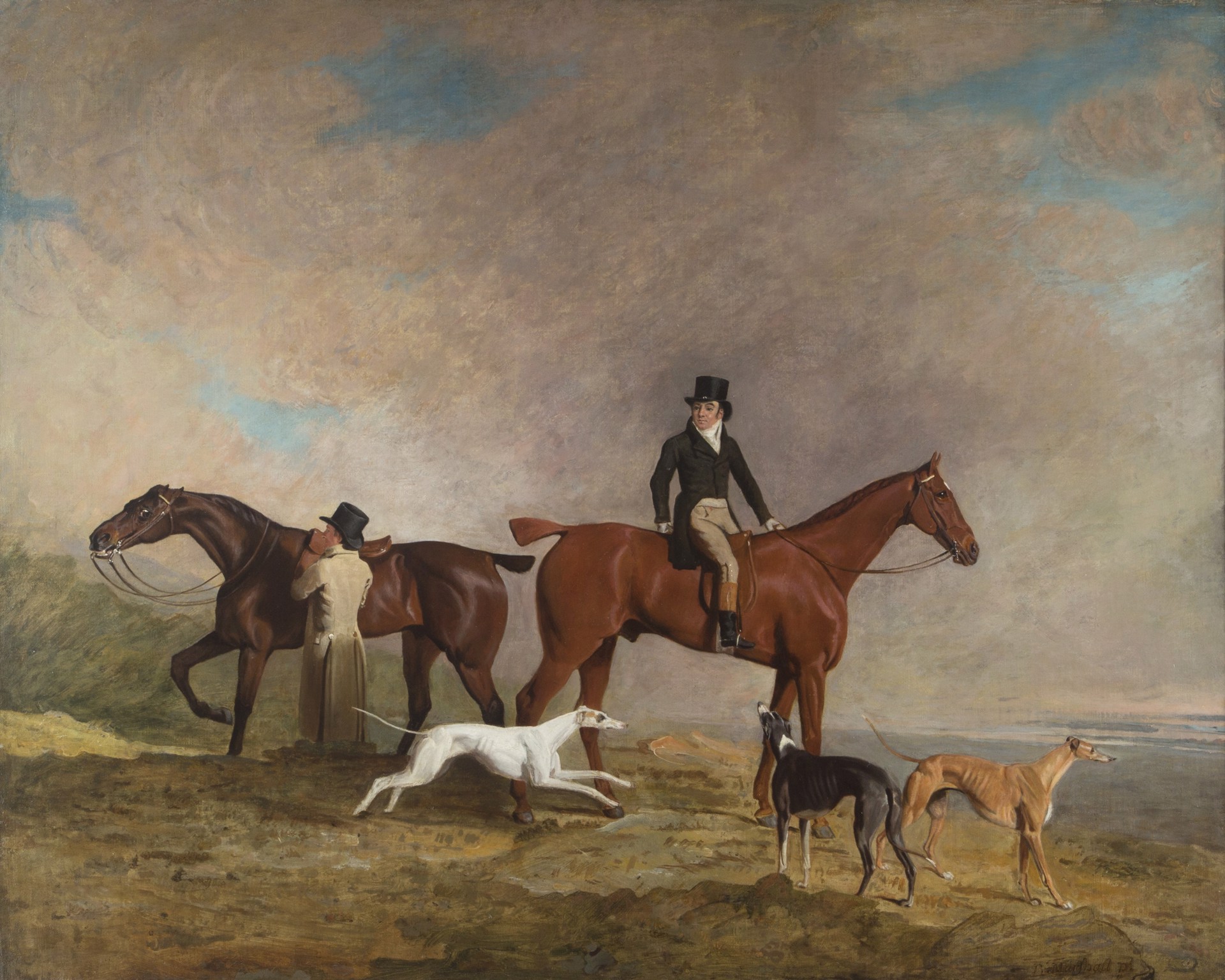 Coursing: A Gentleman and Groom with Greyhounds by Benjamin Marshall