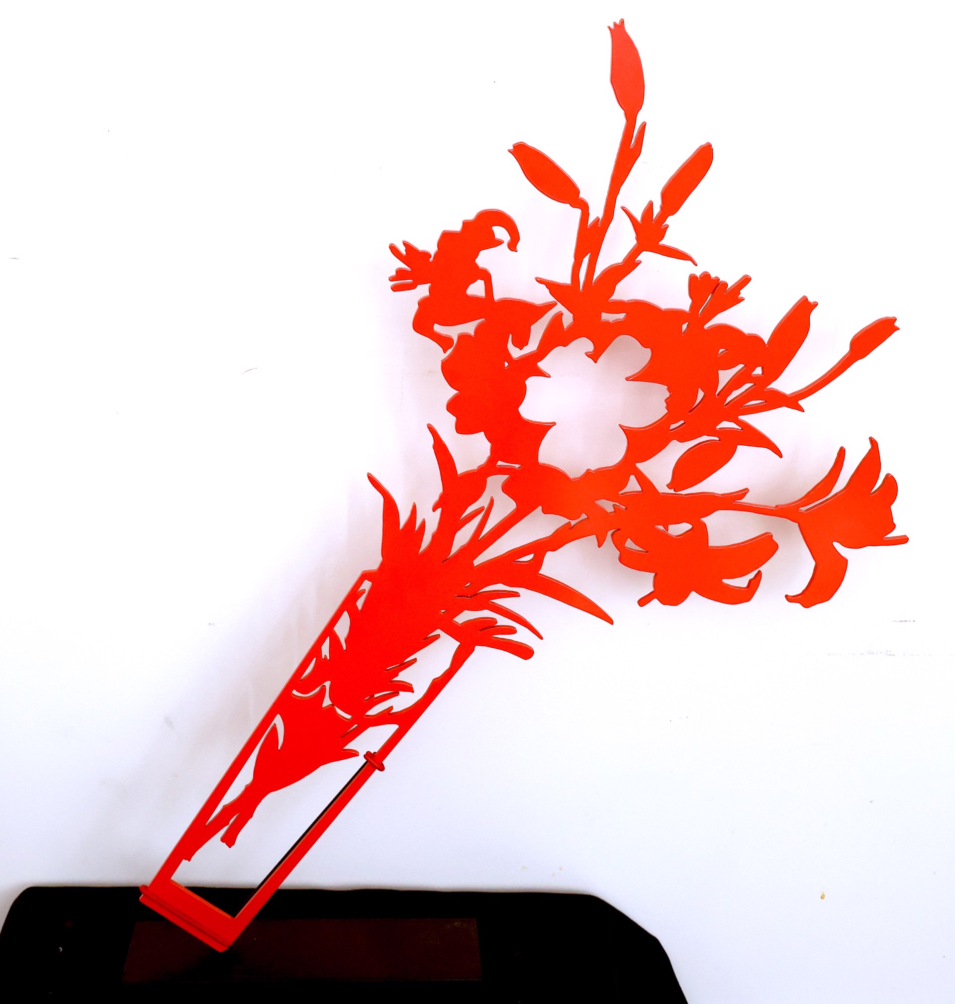 Tipping Red Lilies (indoor or garden sculpture) by Gary Bukovnik