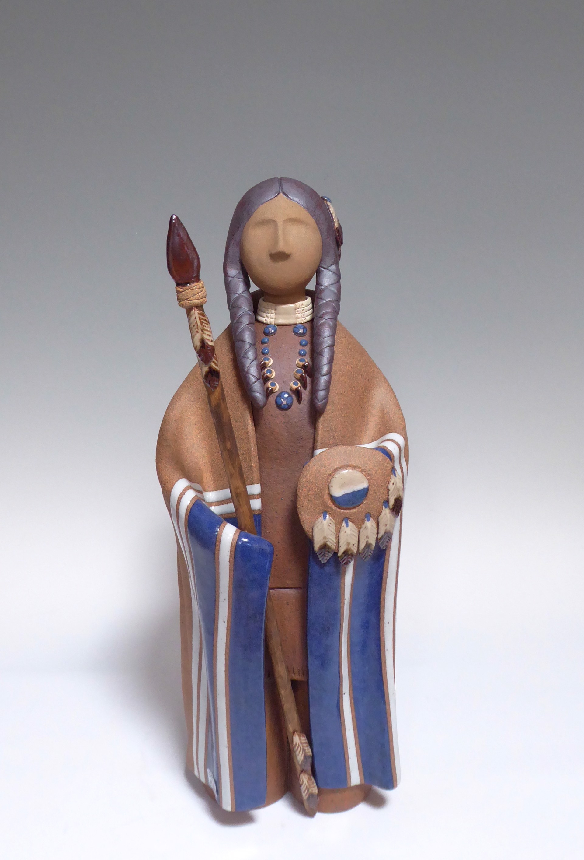 Lakota Warrior Standing Blue by Terry Slonaker