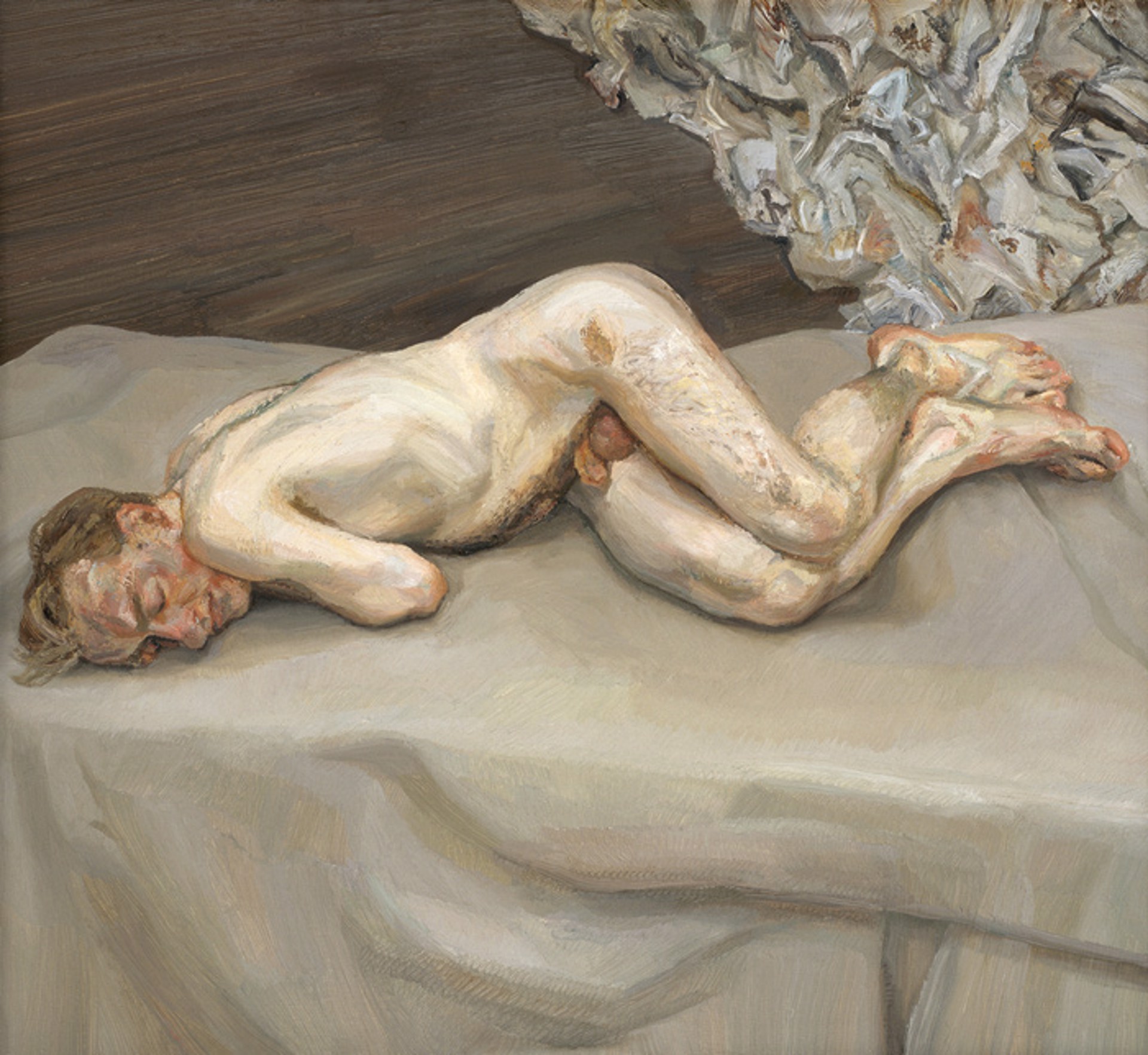 Naked Man on a Bed by Lucian Freud | ArtCloud