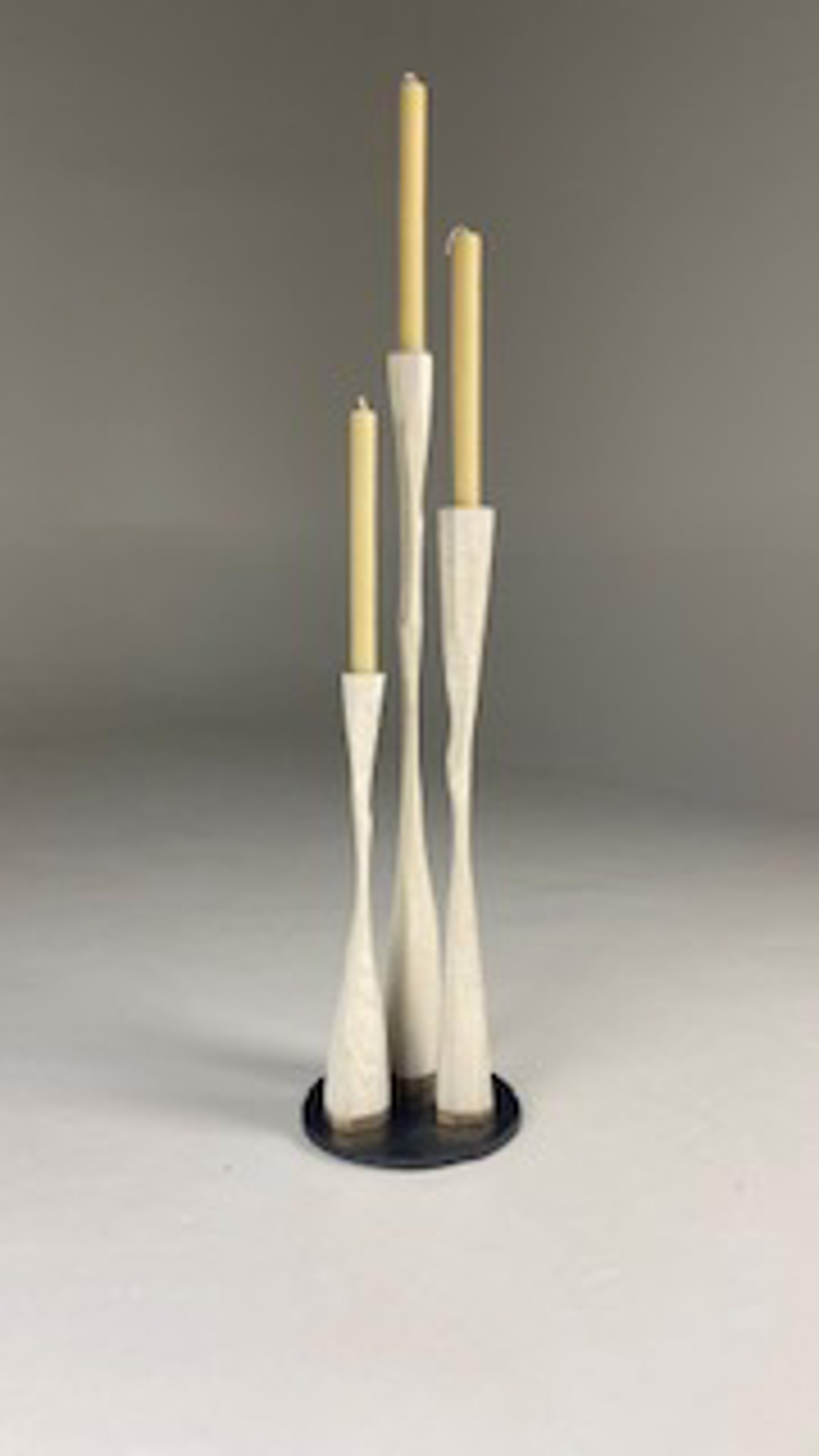 Set of 3 Hard Carved Candlesticks - White by BAPO Designs