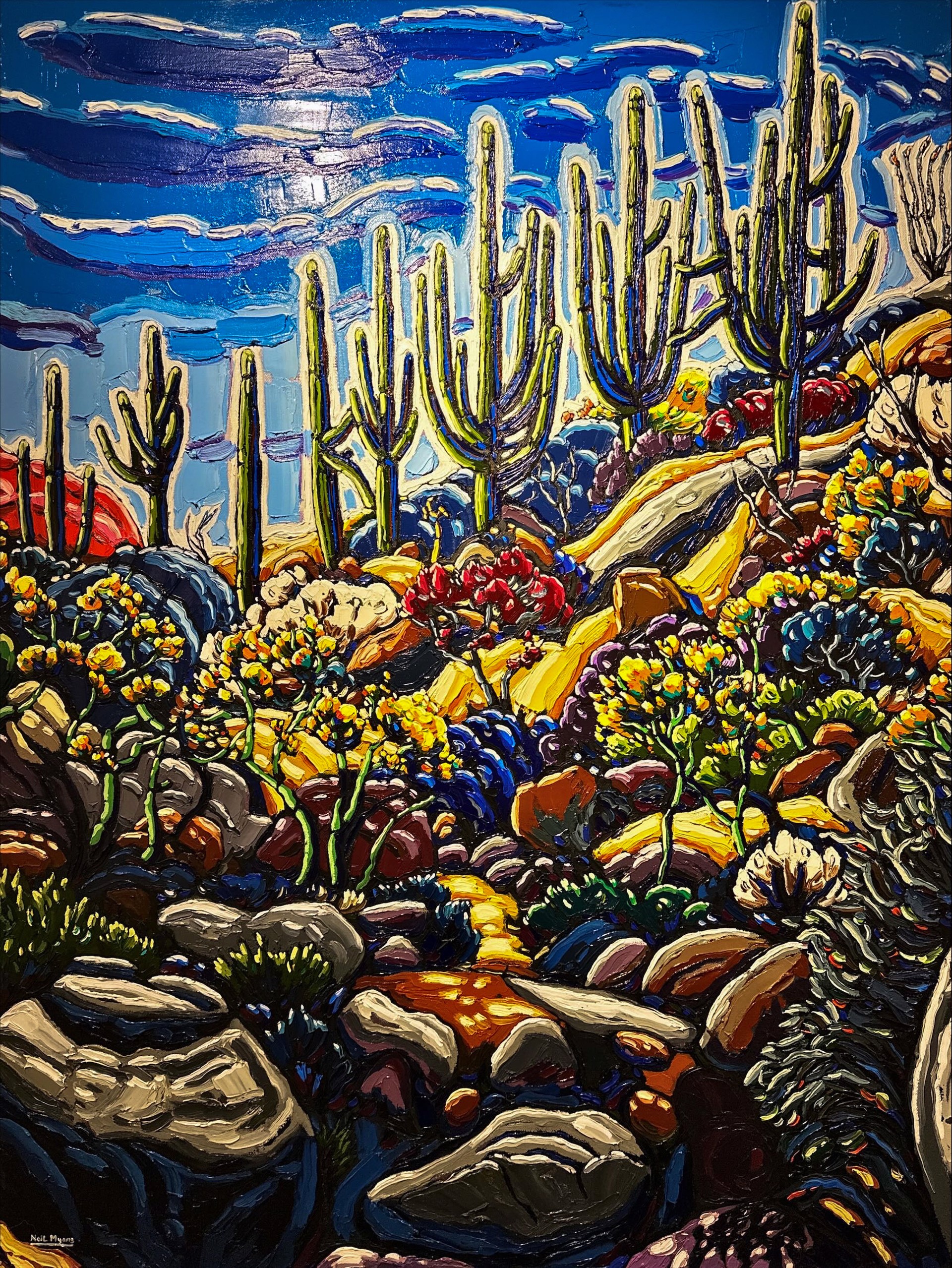 Old Saguaros Above The Wash II by Neil Myers
