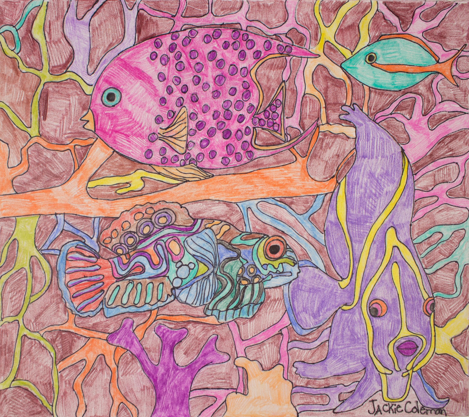 Fish in the Ocean (FRAMED) by Jacqueline Coleman
