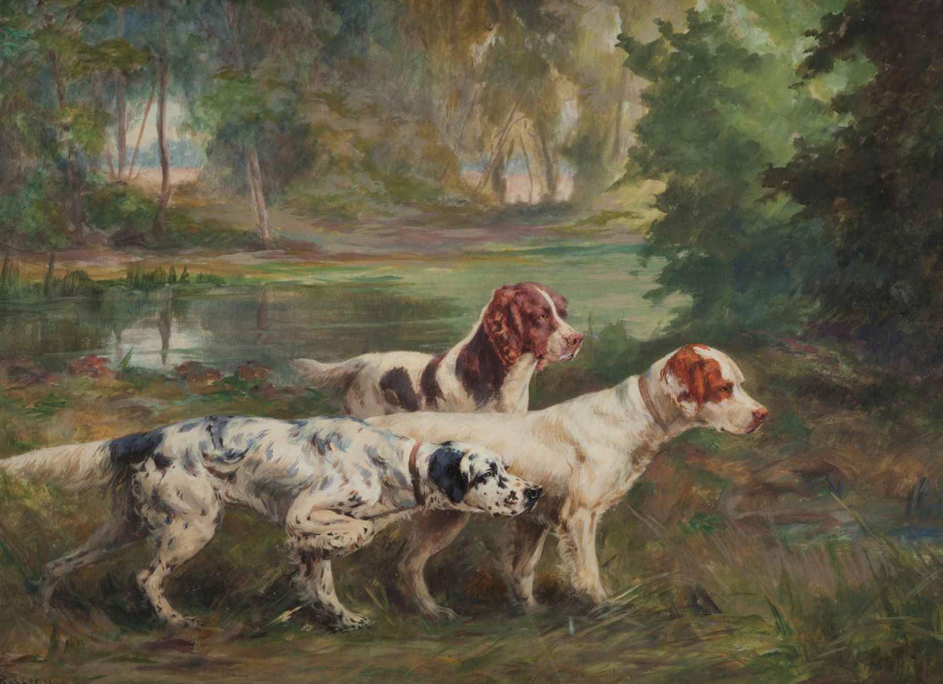 Three Setters on Point by Percival Leonard Rosseau