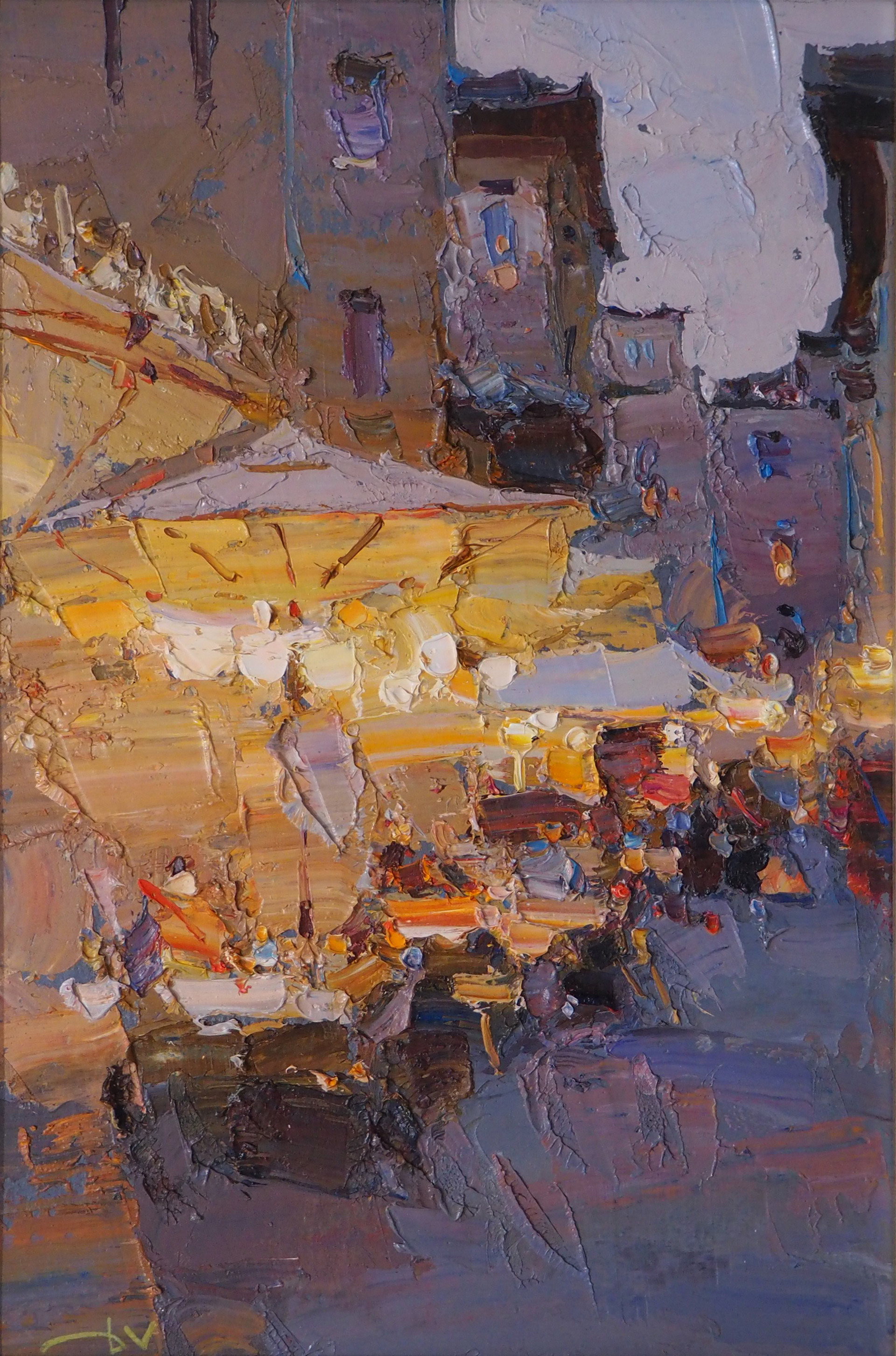 "Cafe in Rome" original oil painting by Daniil Volkov