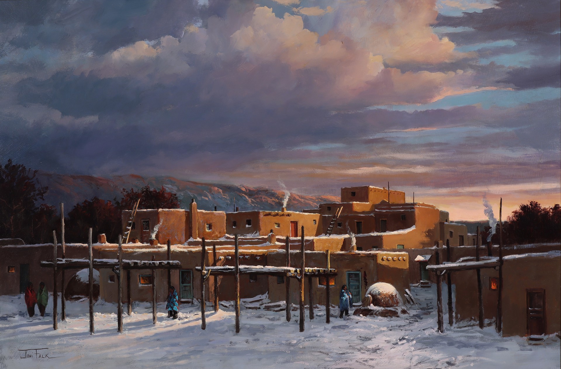 Days End at Taos Pueblo by Joni Falk
