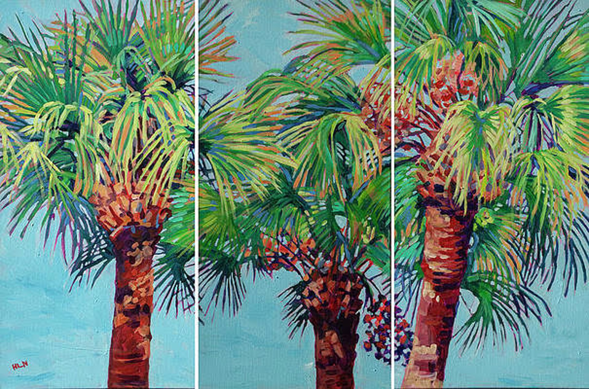 Palm Trio Triptych by Heather Nagy