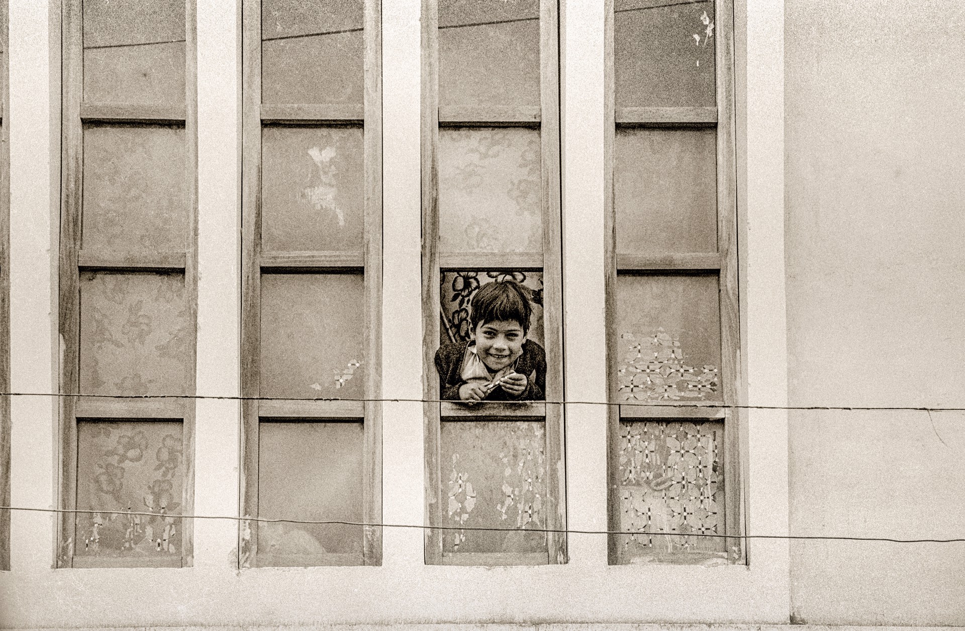 Boy in Windows, Framed (042) by Jack Dempsey