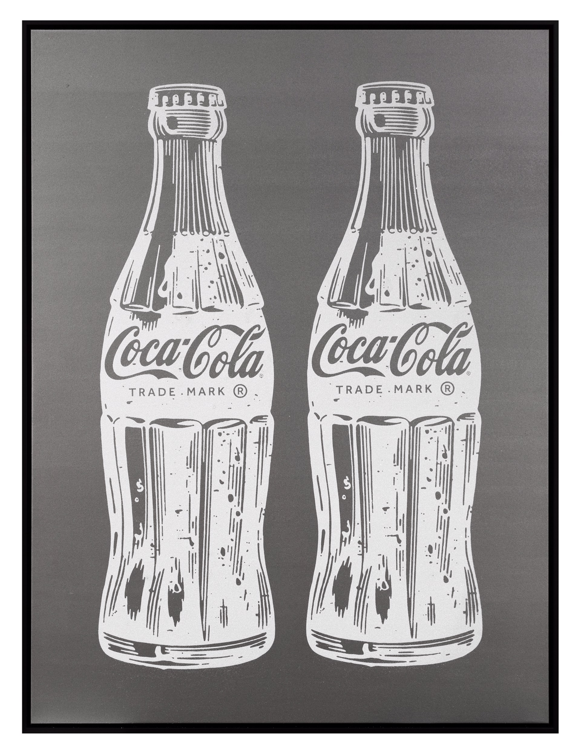 Double Coca-Cola (white on silver) by Cey Adams