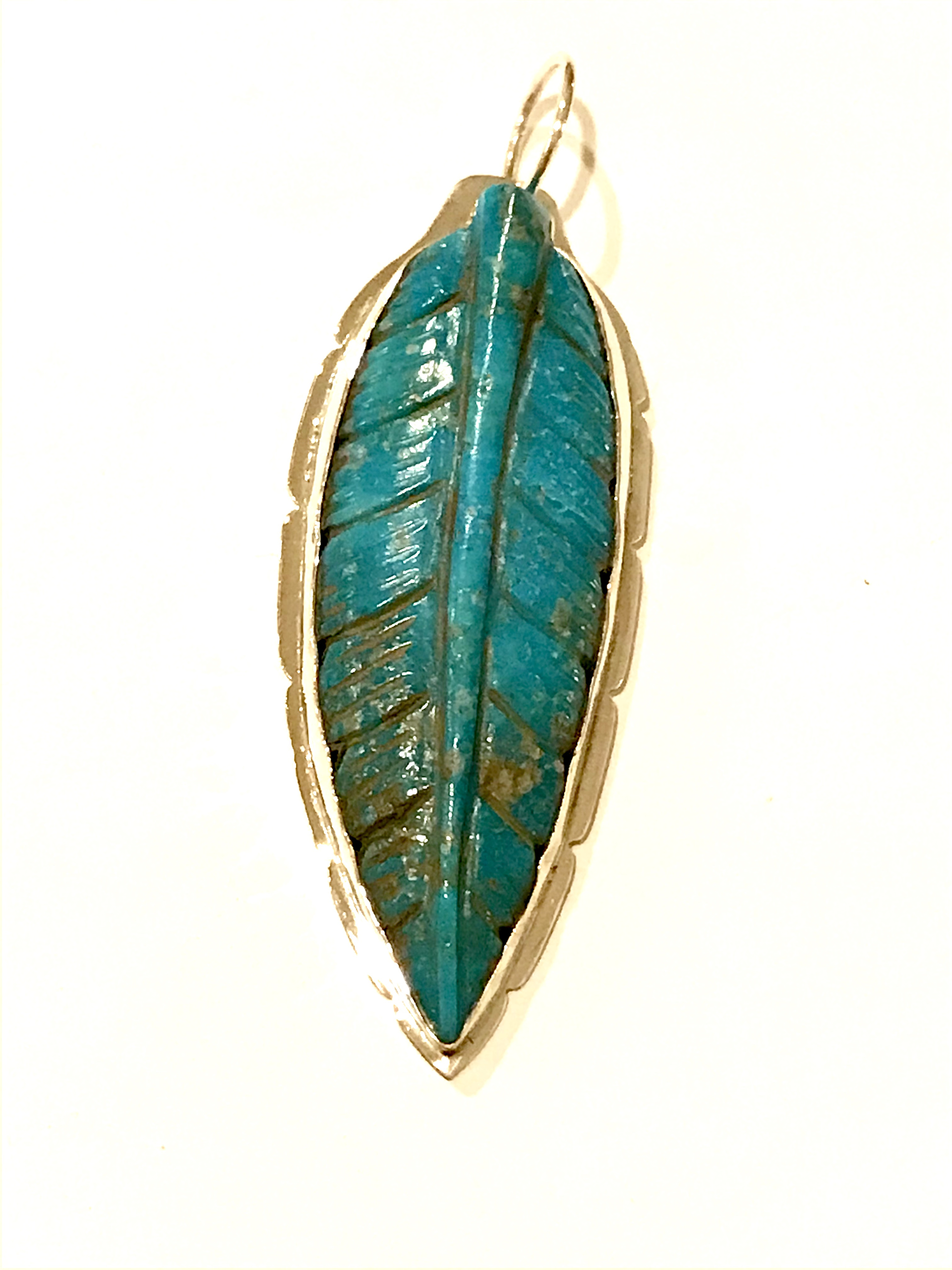 Pendant - Large Turquoise Feather by Dan Dodson