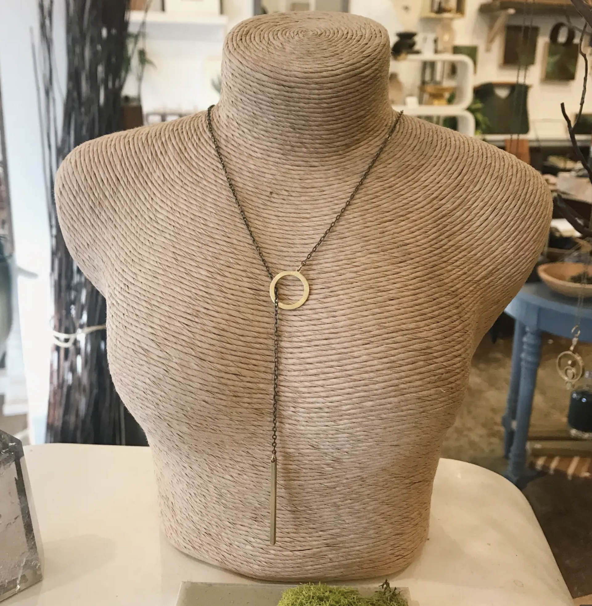 Small Brass Lariat by Modern Madini