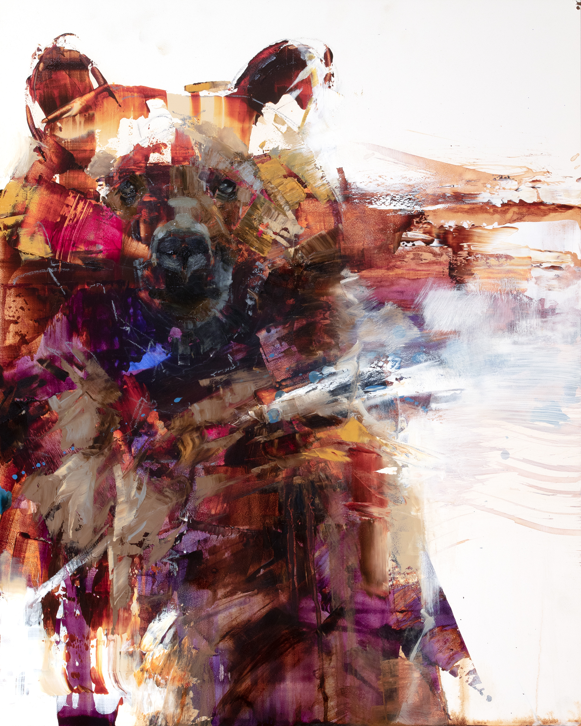 A Contemporary Fine Art Painting Using Mixed Media By Julie T Chapman Features An Abstract Grizzly Bear, Available At Gallery Wild
