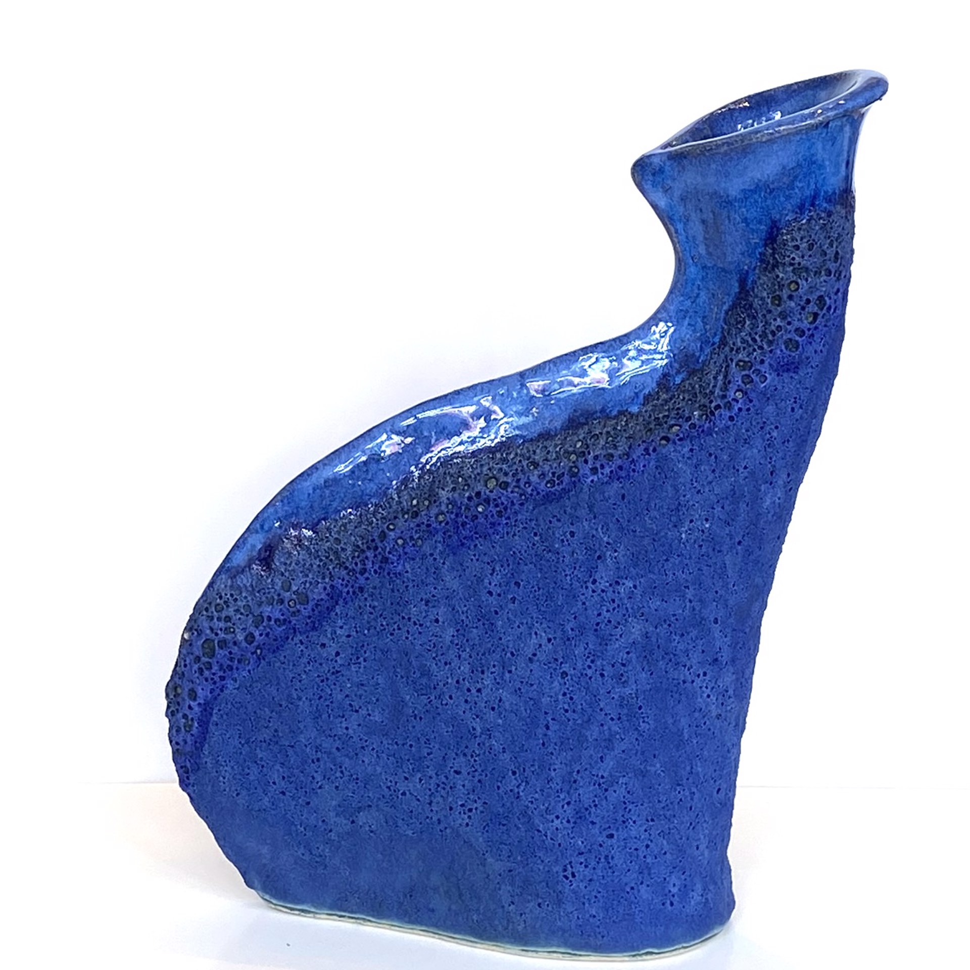 Large Cobalt Blue    Folded Ginkgo Leaf Vase by Marty Biernbaum