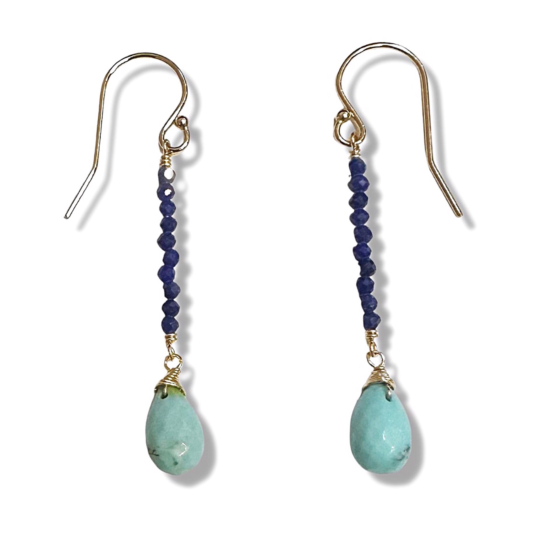 Earrings - Lapis and Turquoise with 14K Gold by Julia Balestracci