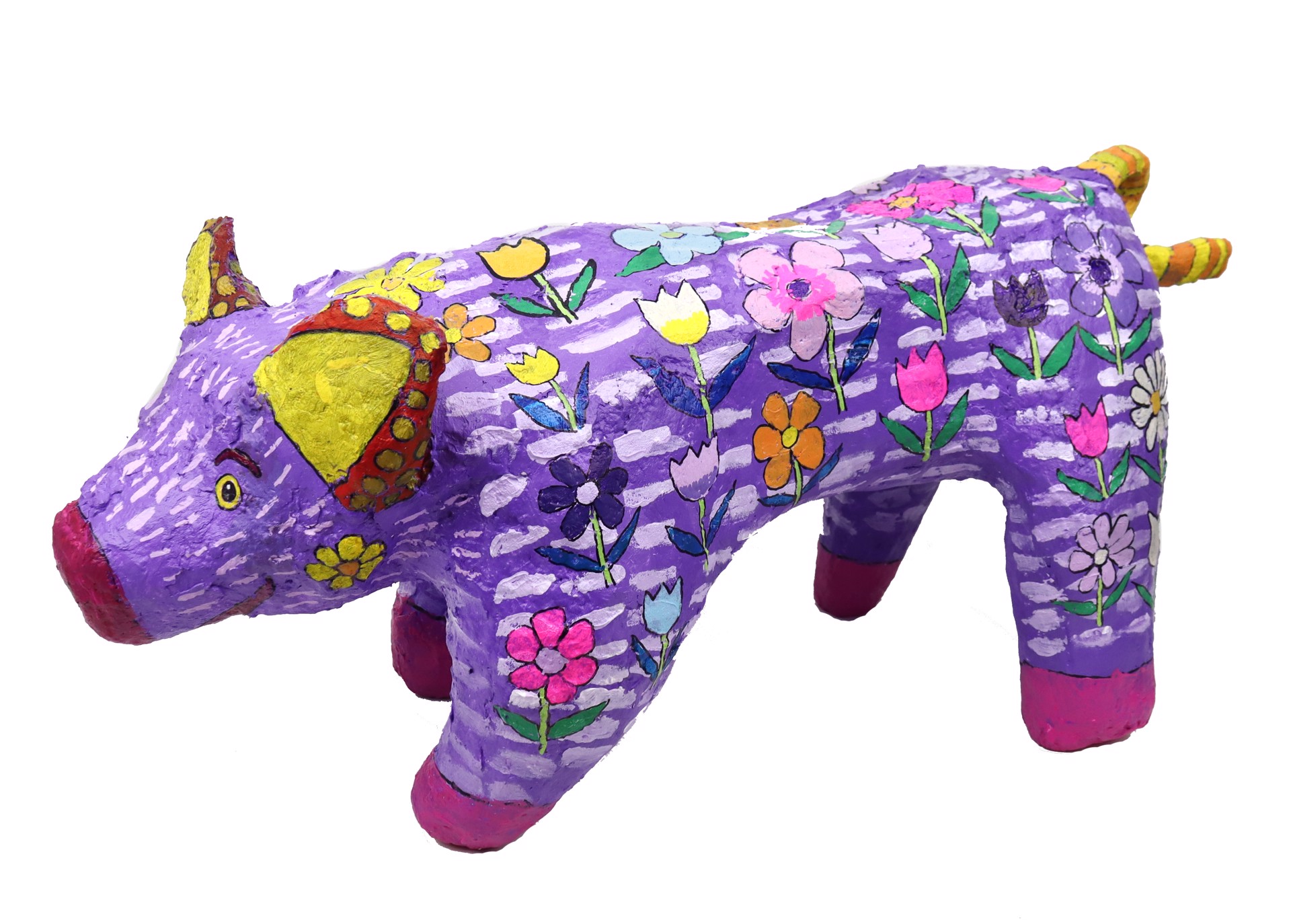 Purple Pig with Flowers by Jacqueline Coleman
