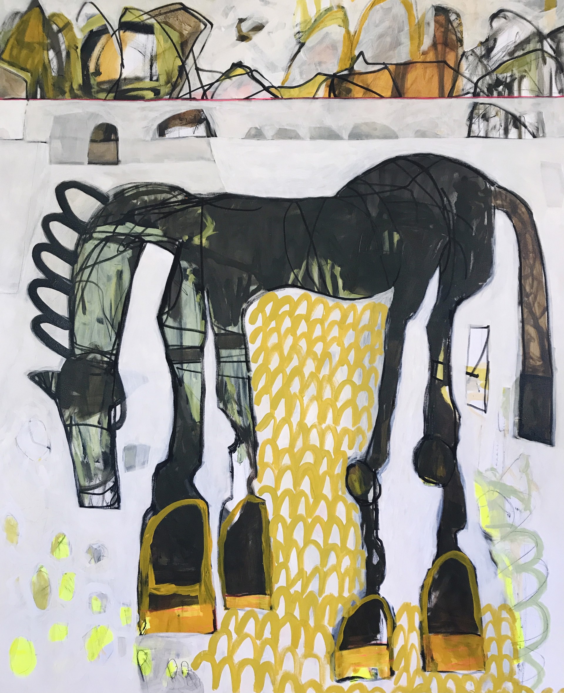 Wild Pony with Yellow Wildflowers by Rachael Van Dyke