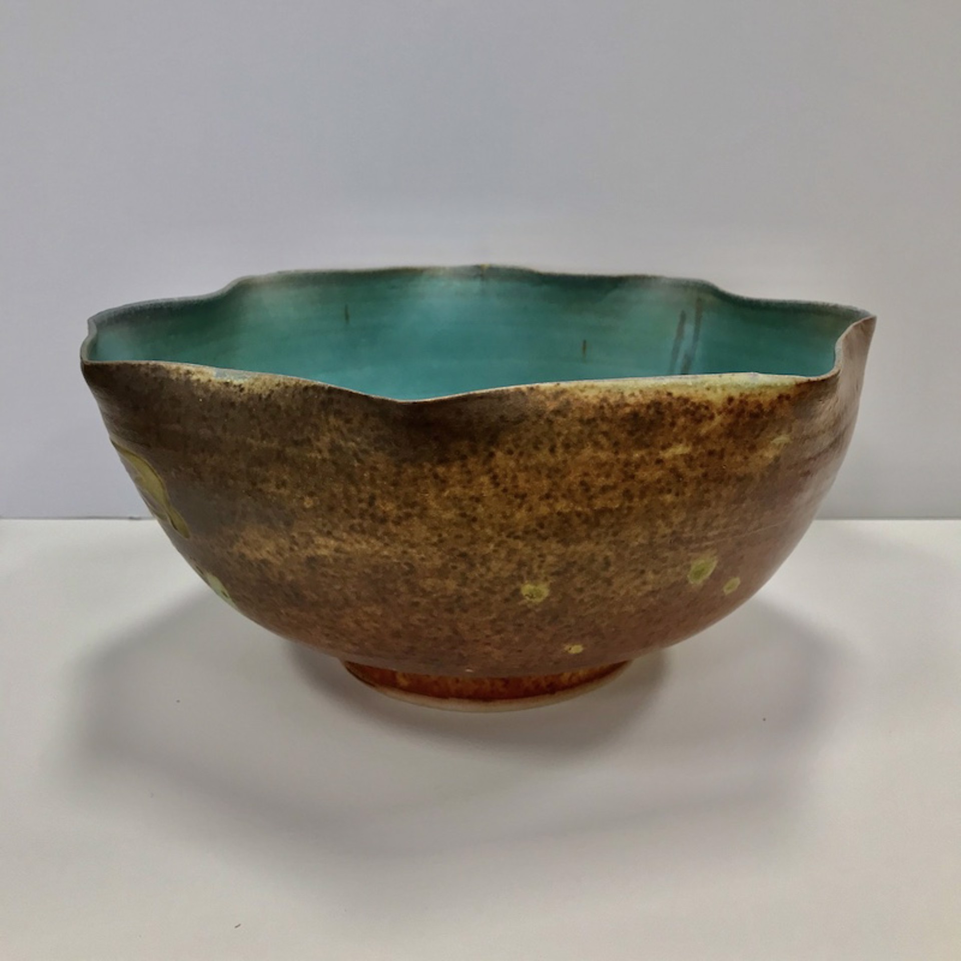 Turquoise/Ochre Scalloped Bowl by Kayo O'Young