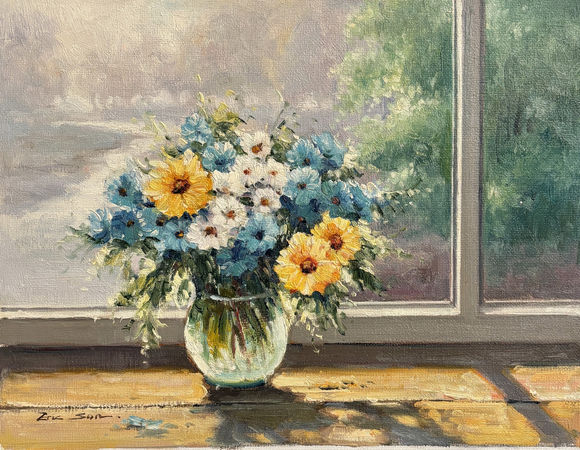 VASE OF FLOWERS ON THE 'SILL by ERIC SUN