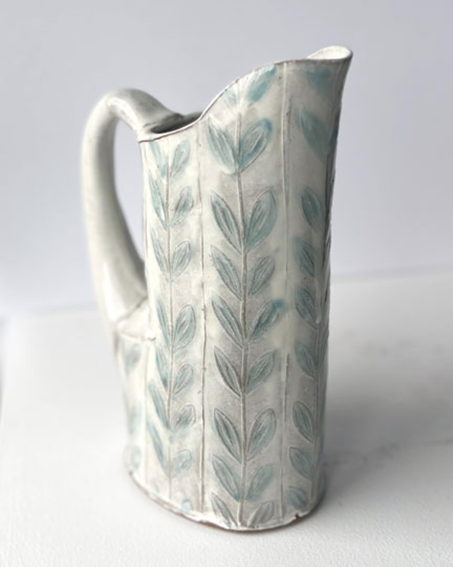 Pitcher with Aqua Leaves by Jennifer Allen