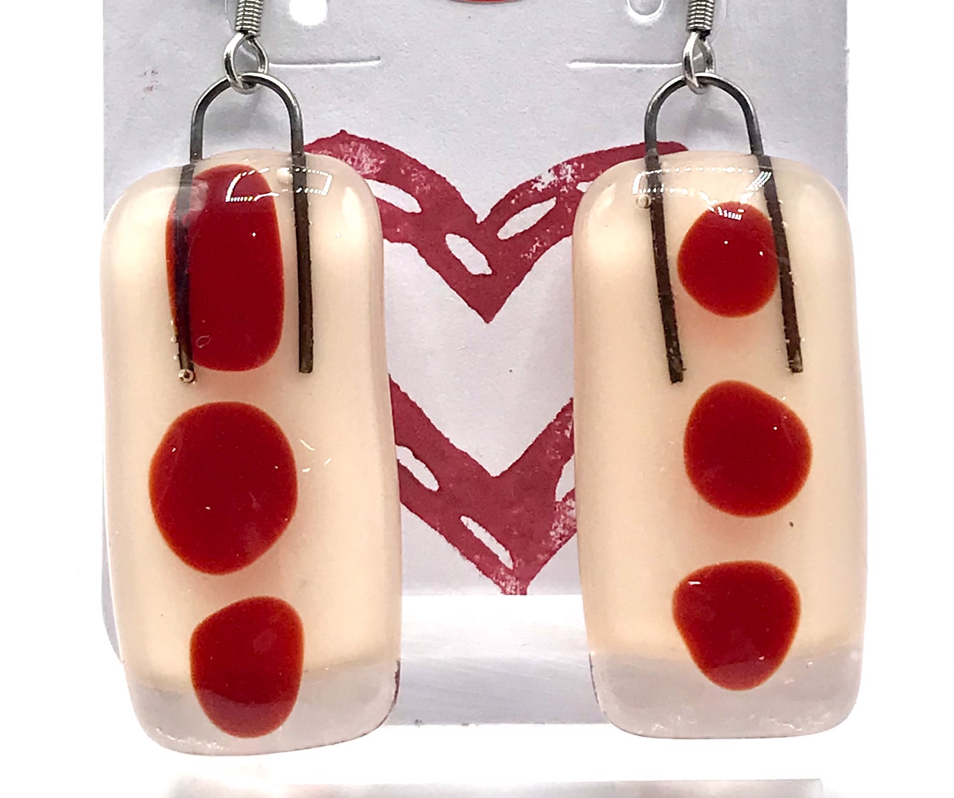Champagne with Red Dots Earrings by Lucie Wren Cooper