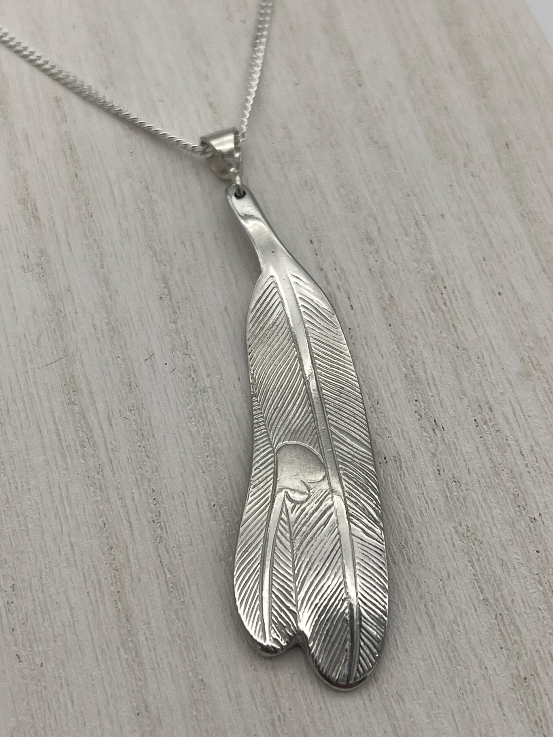 Silver Pewter Eagle Feather by Bill Helin