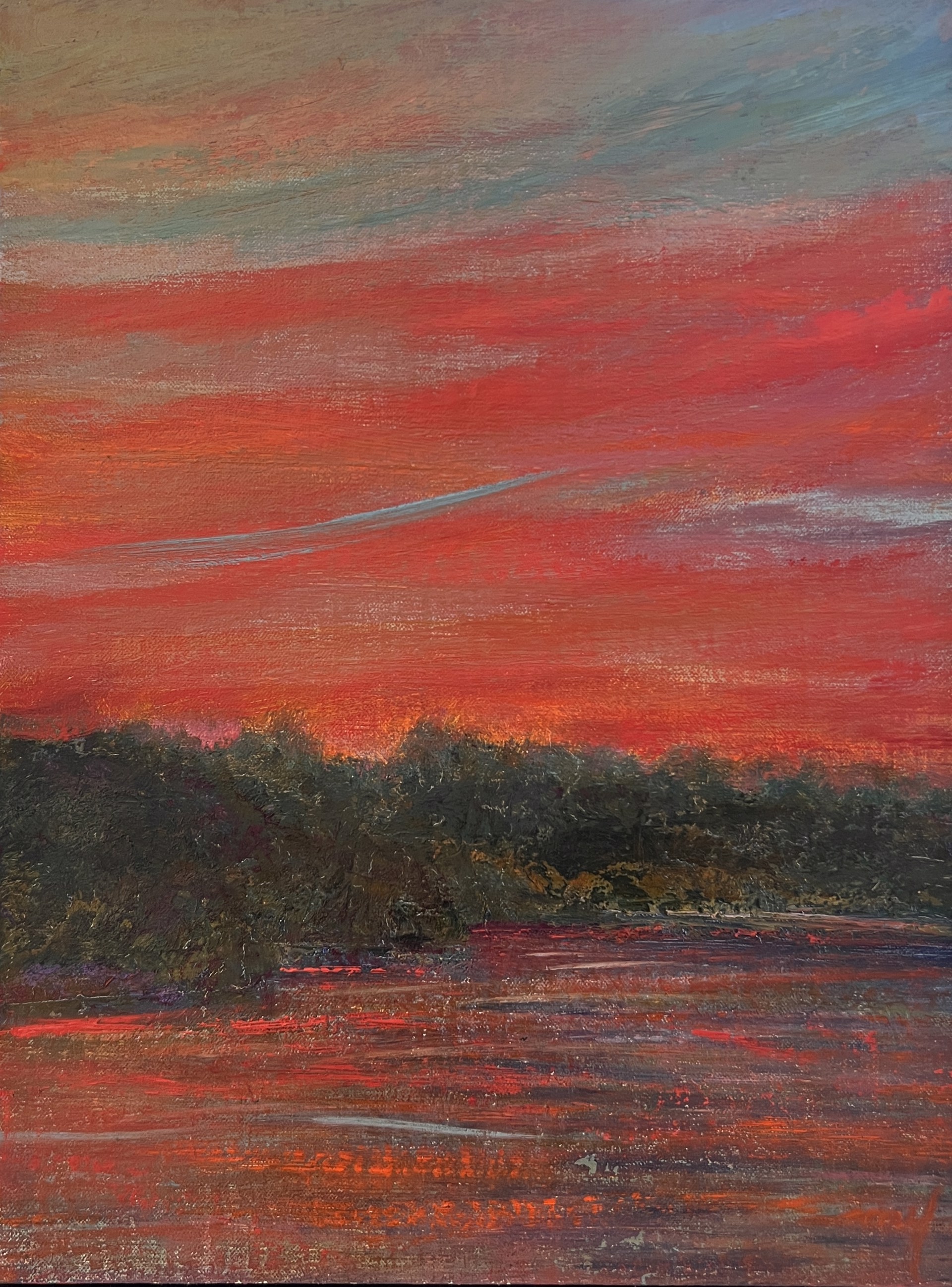 "Orange Sky" original oil painting by Mary Edna Fraser