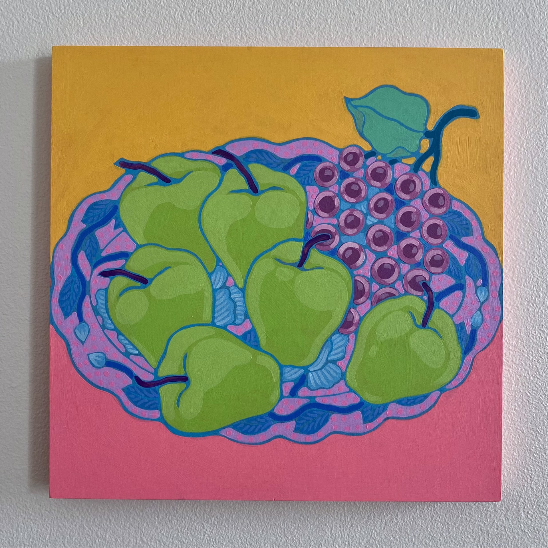 Grapes and Apples on Purple Plate by Sarah Ingraham