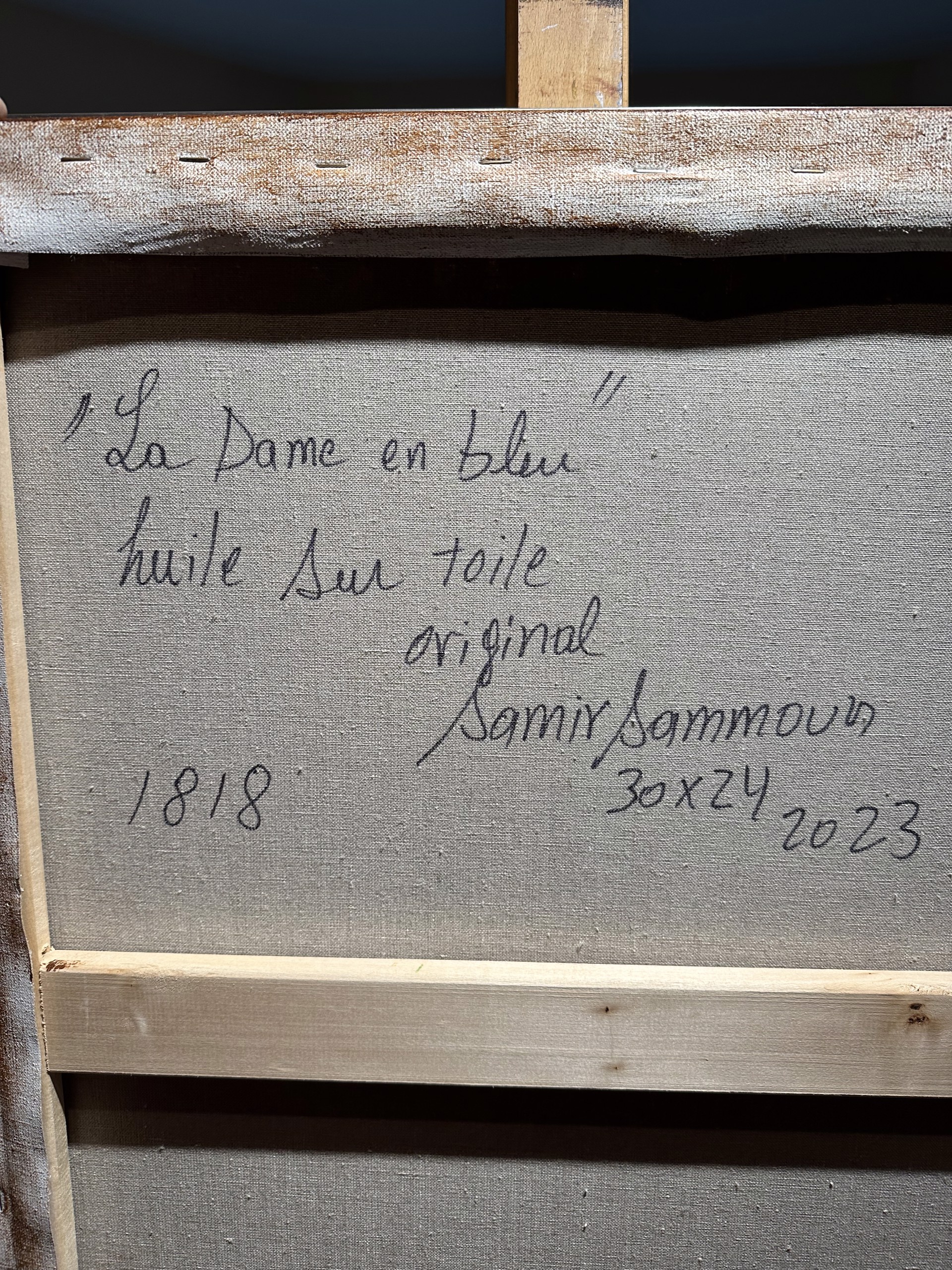 La Dame en bleu, 30x24 by Samir Sammoun