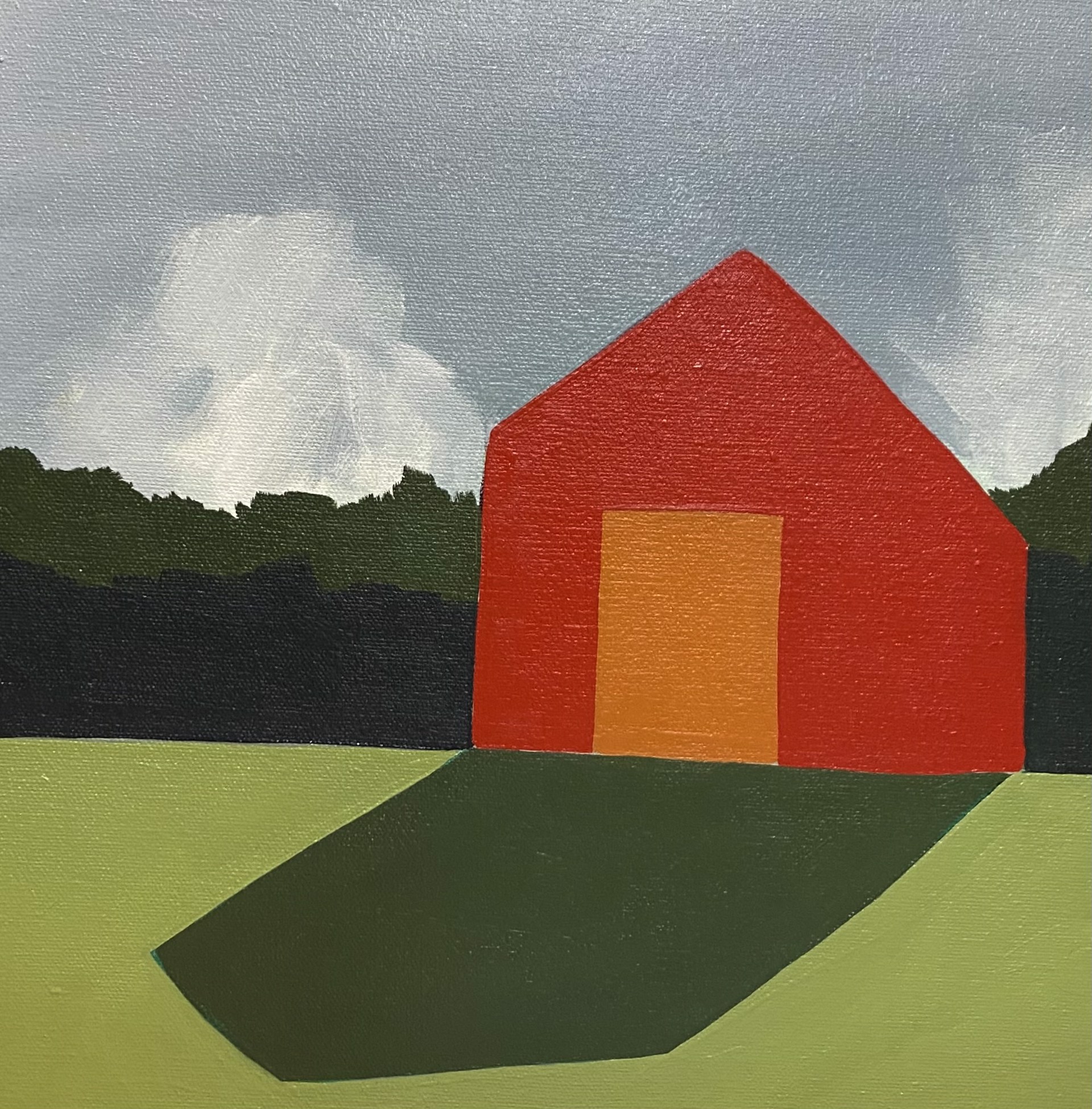 Barn with Hedge Rows and Clouds by Sage Tucker-Ketcham