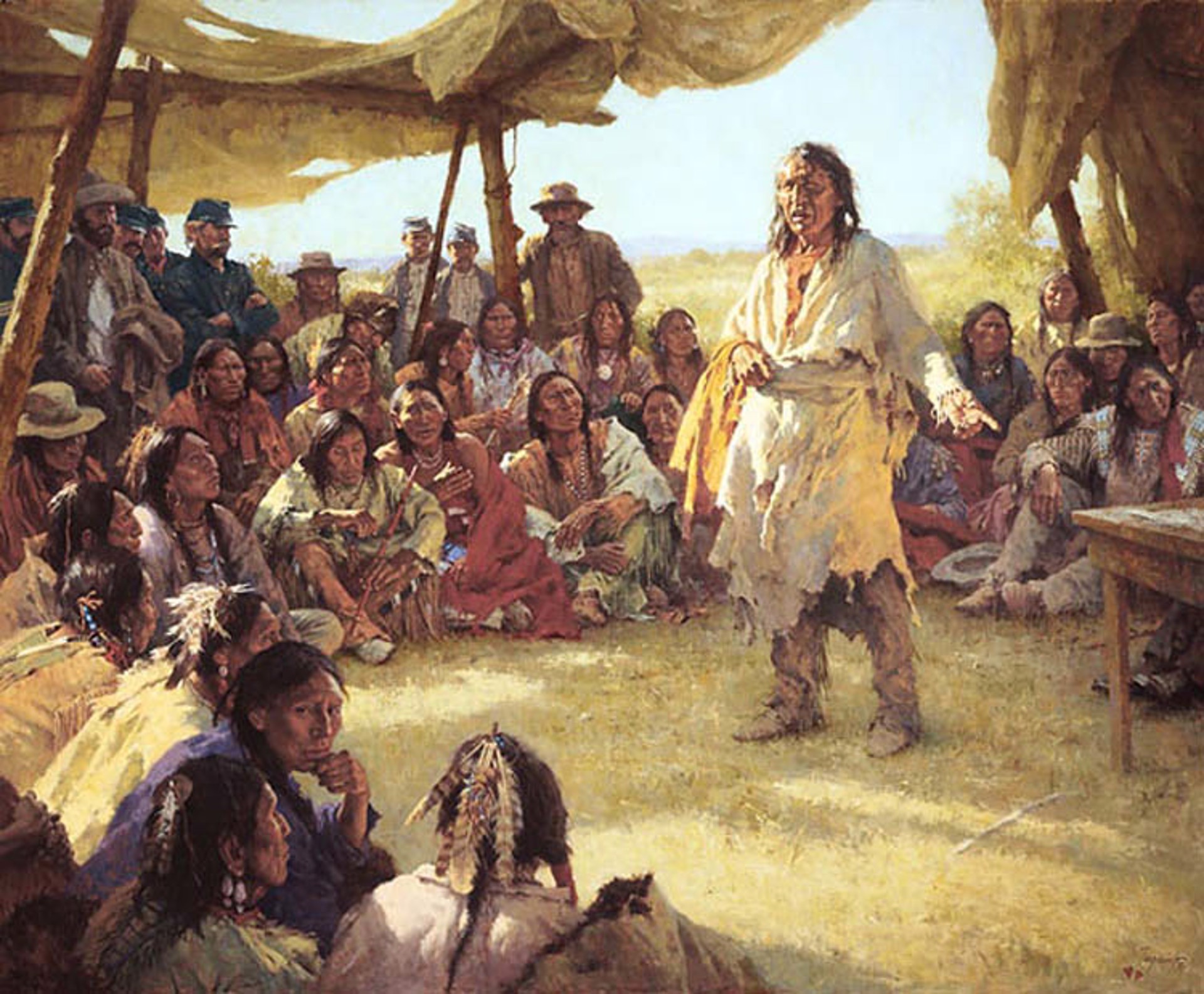 Paper that Talks Two Ways, the Treaty Signing by Howard Terpning