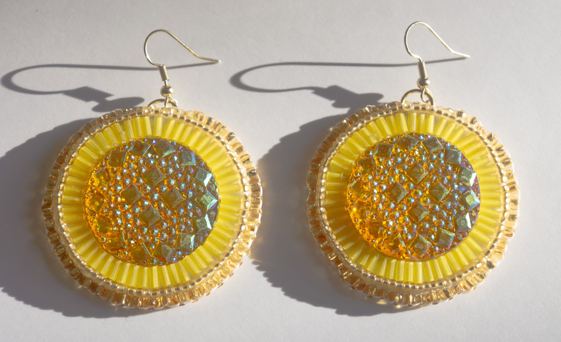 Yellow Shimmer Earrings by Hattie Lee Mendoza
