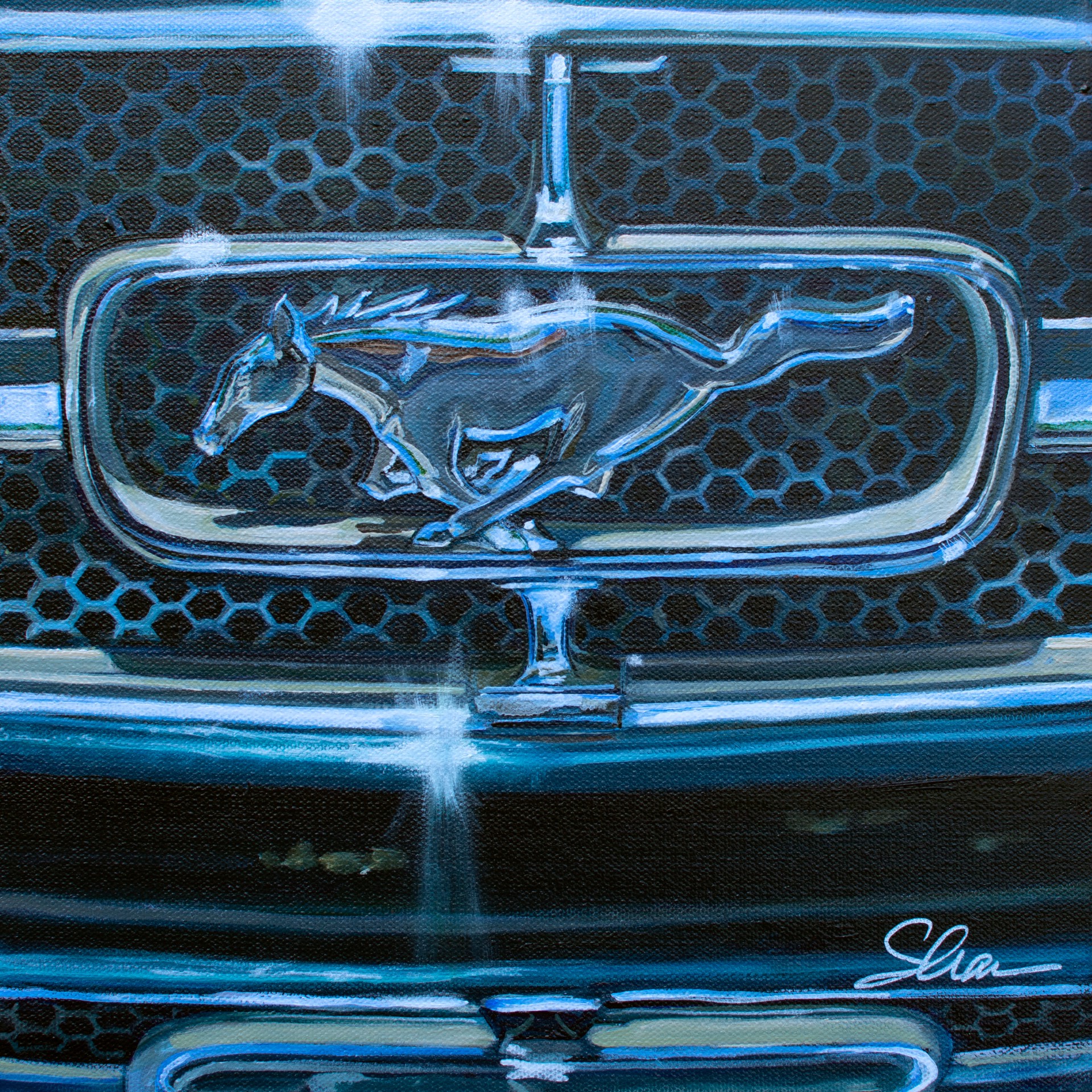 1965 Ford Mustang Grill - Dynasty Green by Shan Fannin