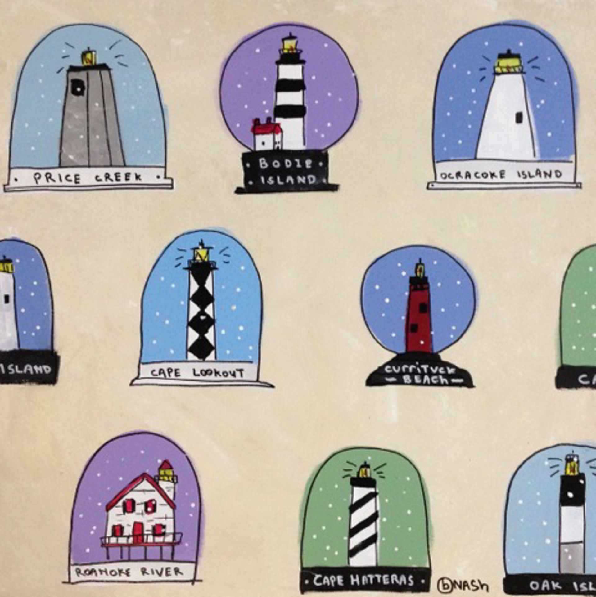 Lighthouse Snowglobes by Brian Nash