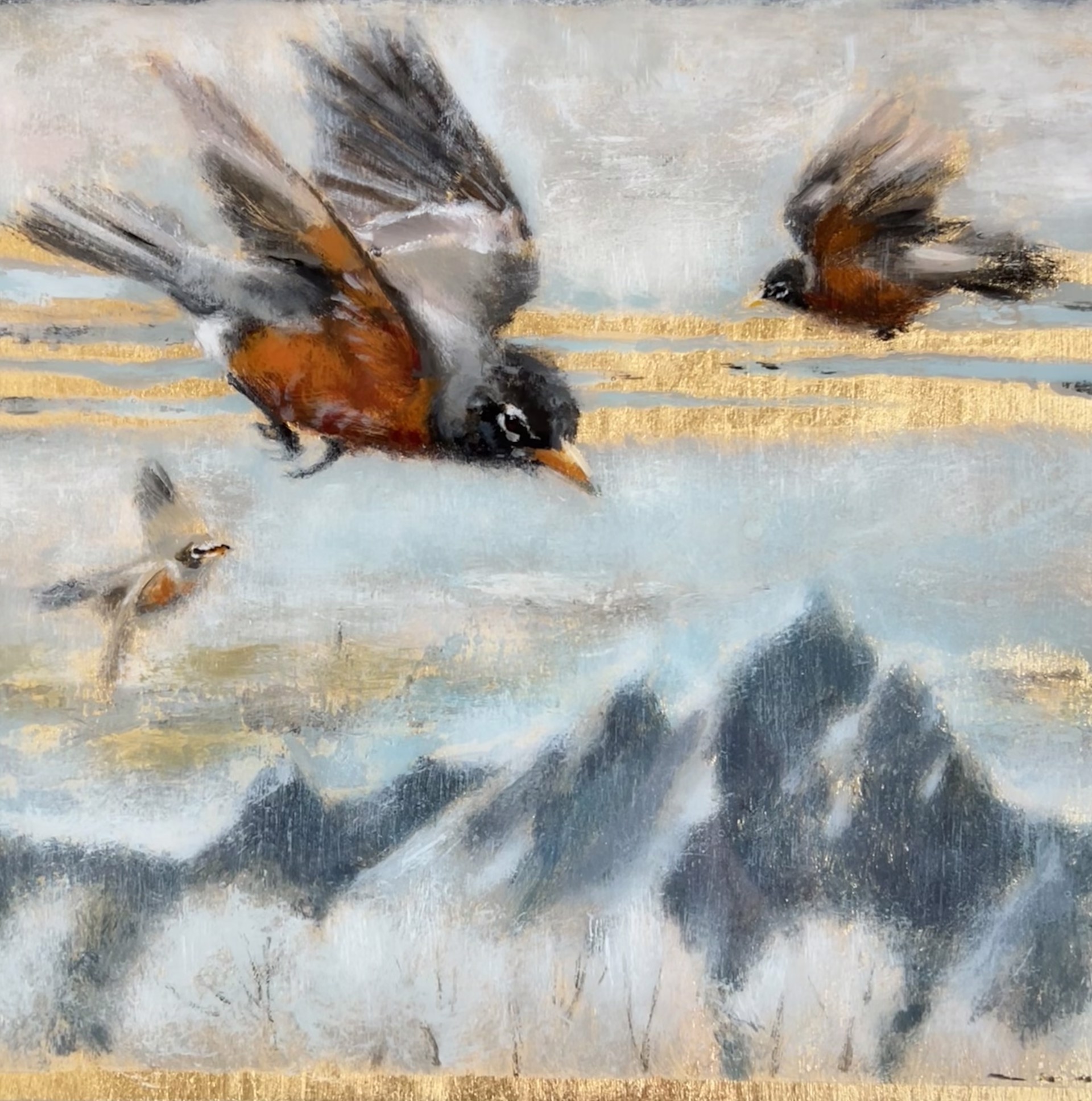 Robins Above The Tetons by Nealy Riley