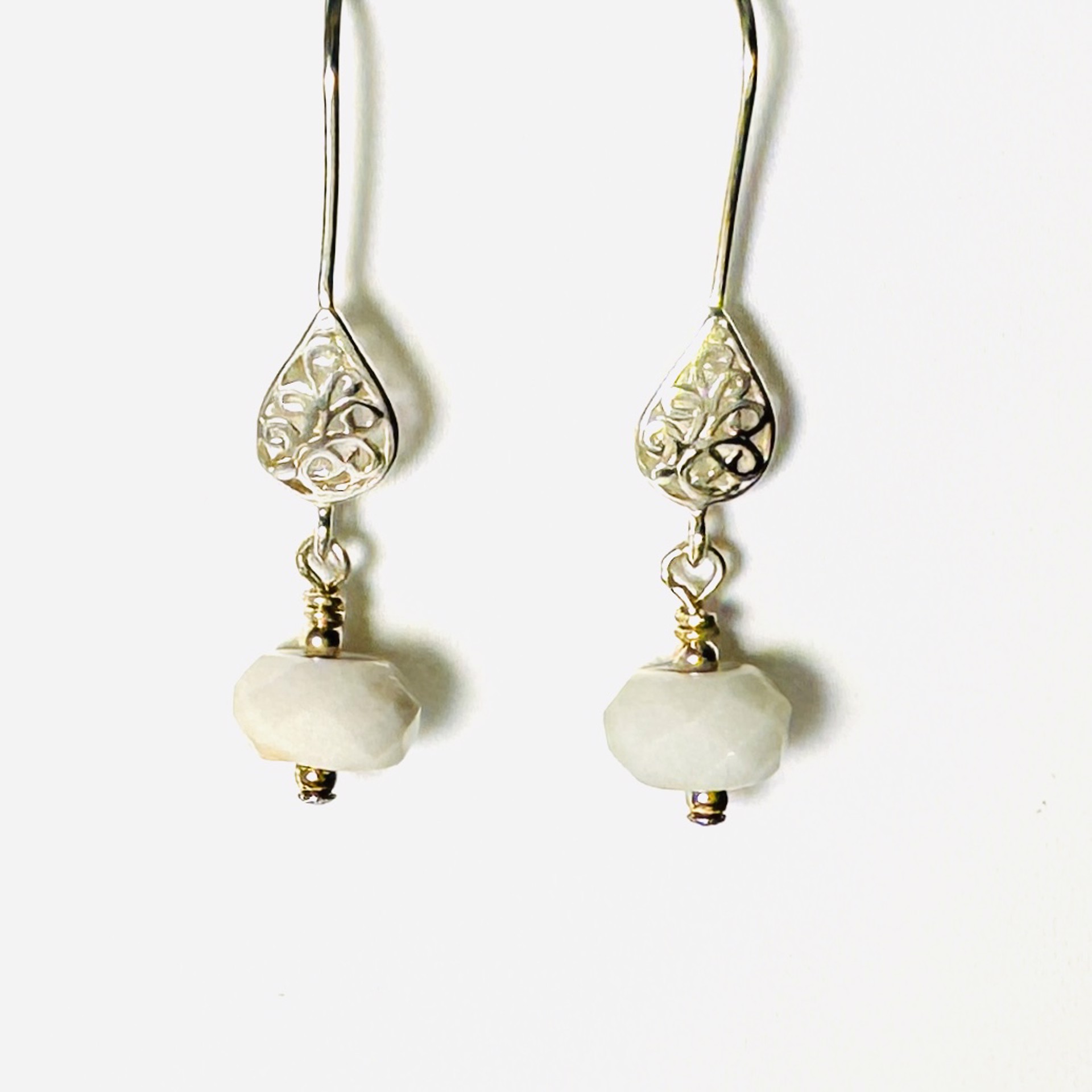 Moonstone, SS Filigree Earrings LR24-29 by Legare Riano