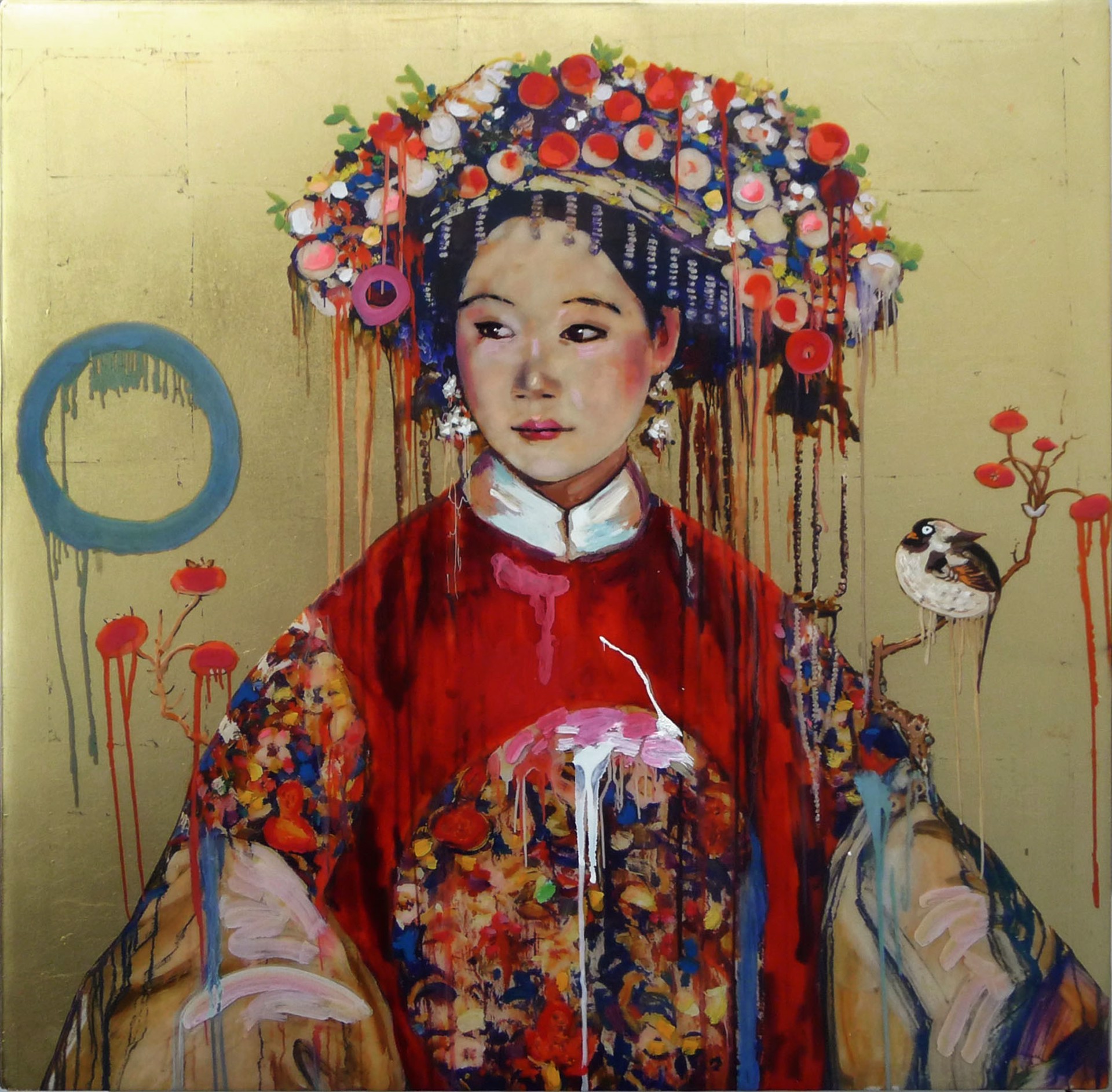 Manchu Bride - Gold Study I by Hung Liu