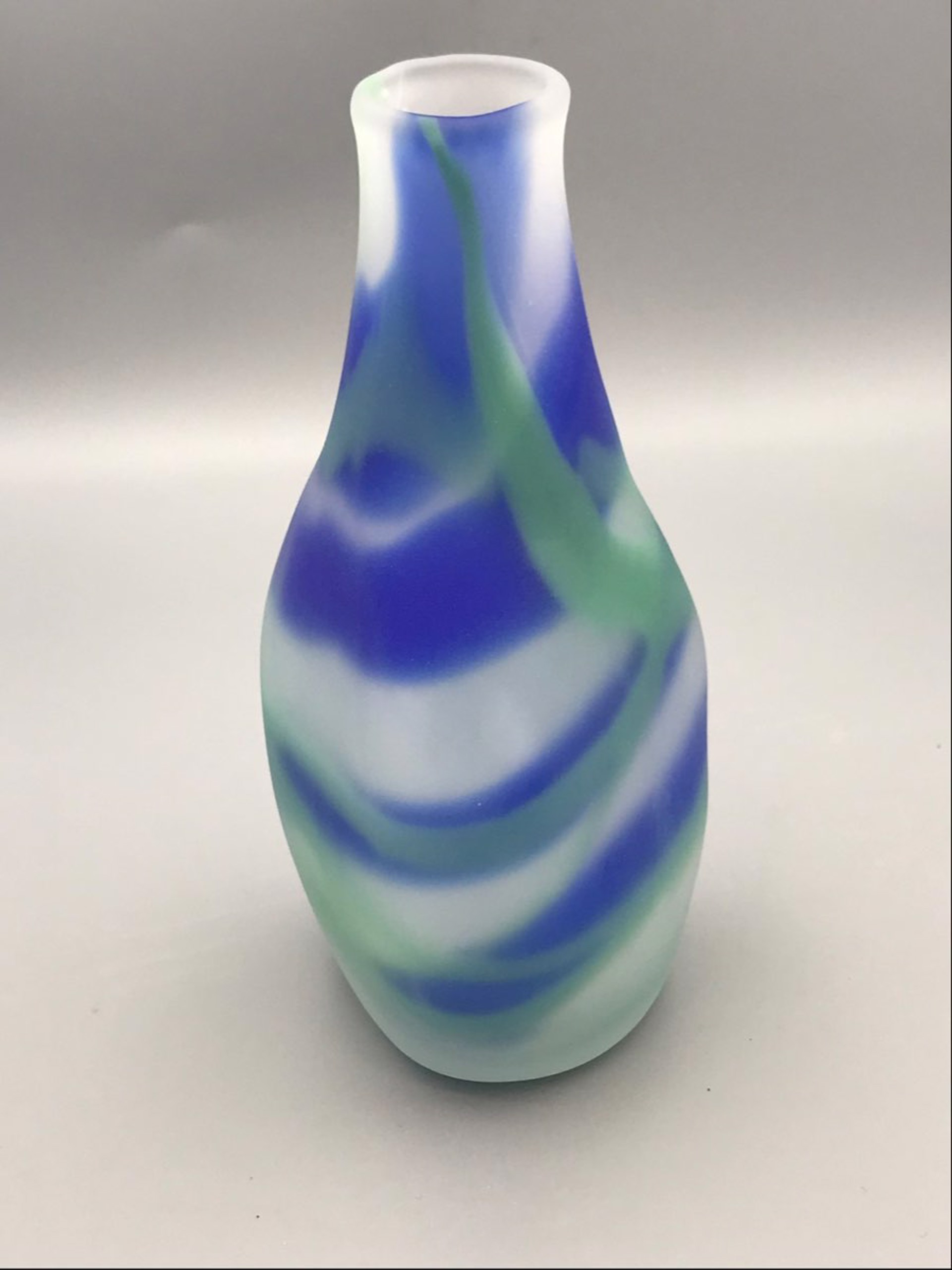 Blue, White, Jade Green Vase by Rene Culler