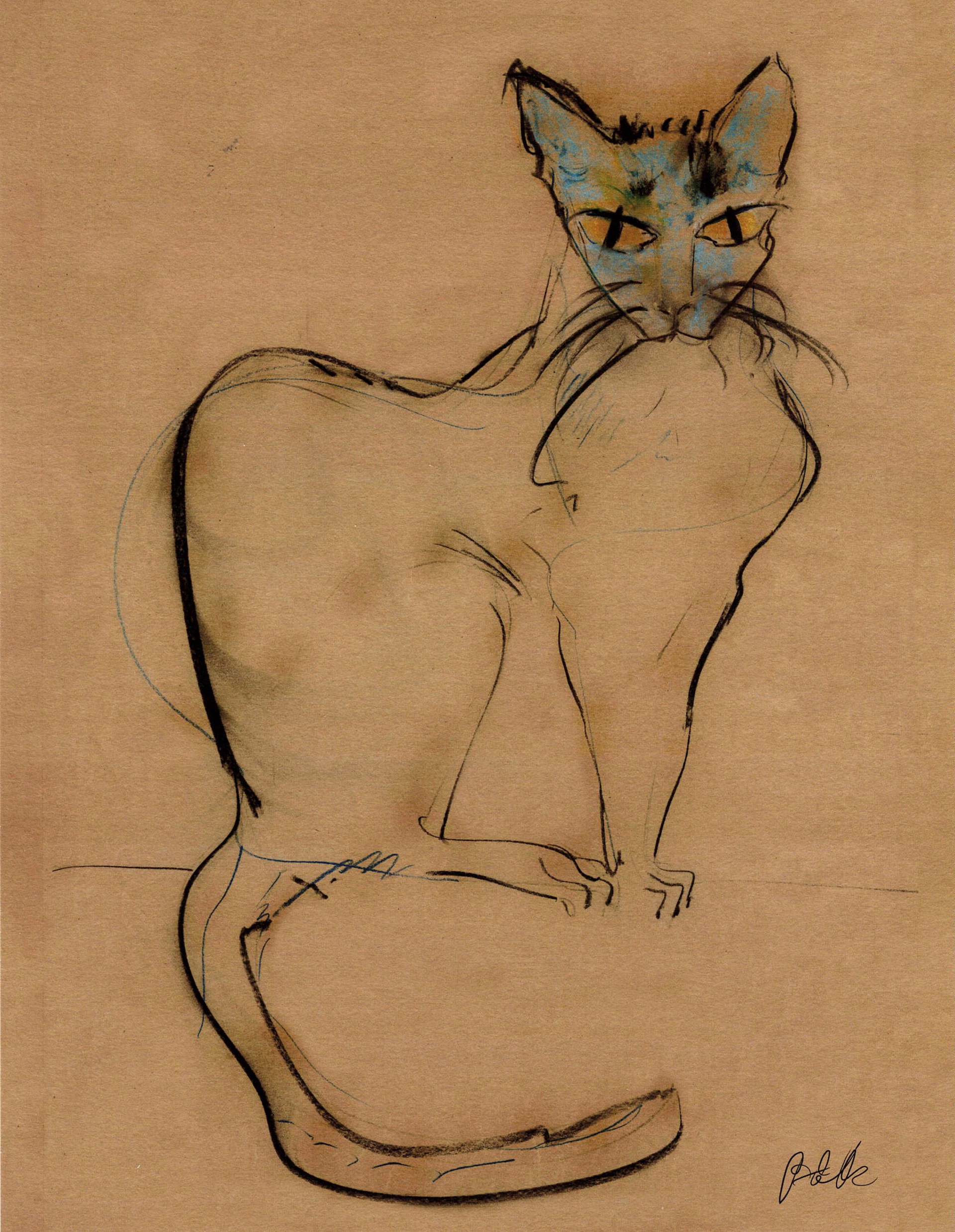 Cat Series Drawing 06 by Miguel Angel Batalla