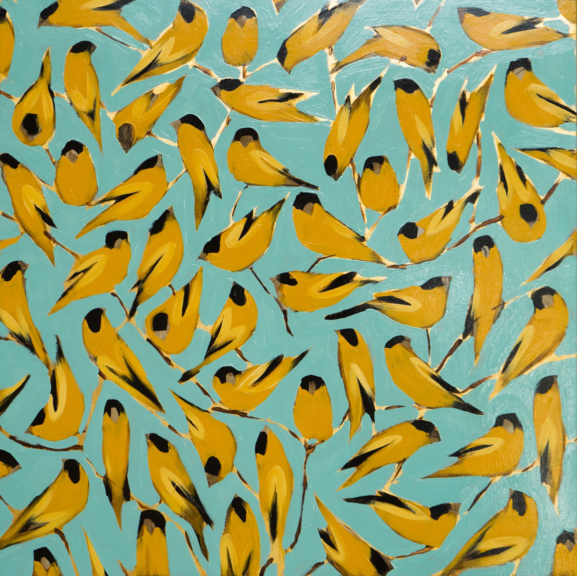 Goldfinches  36x36 by Joseph Bradley