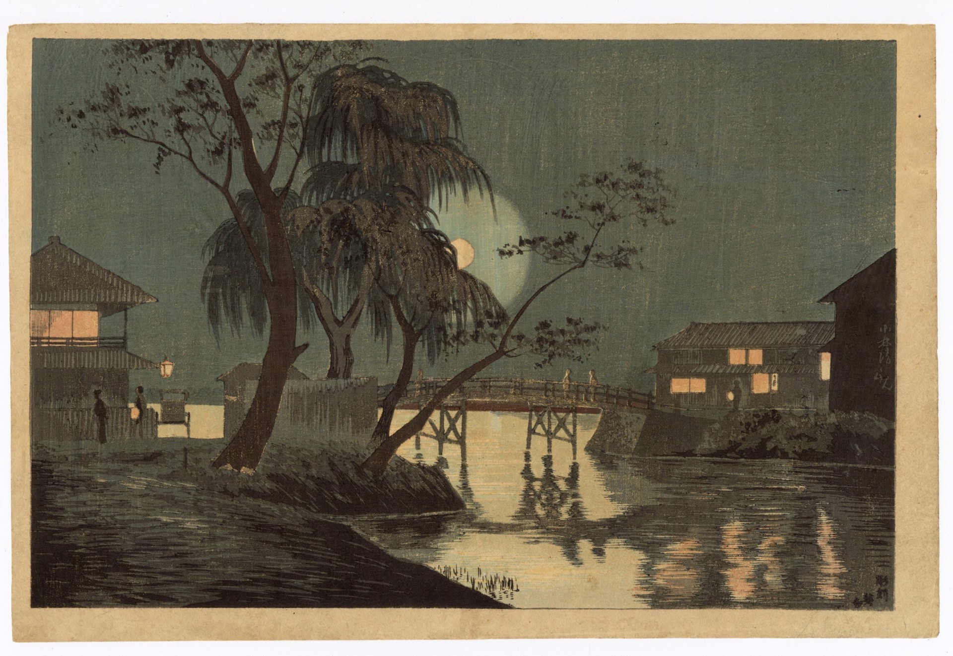 Teahouses at Imadobashi on a Moonlit Night by Kiyochika