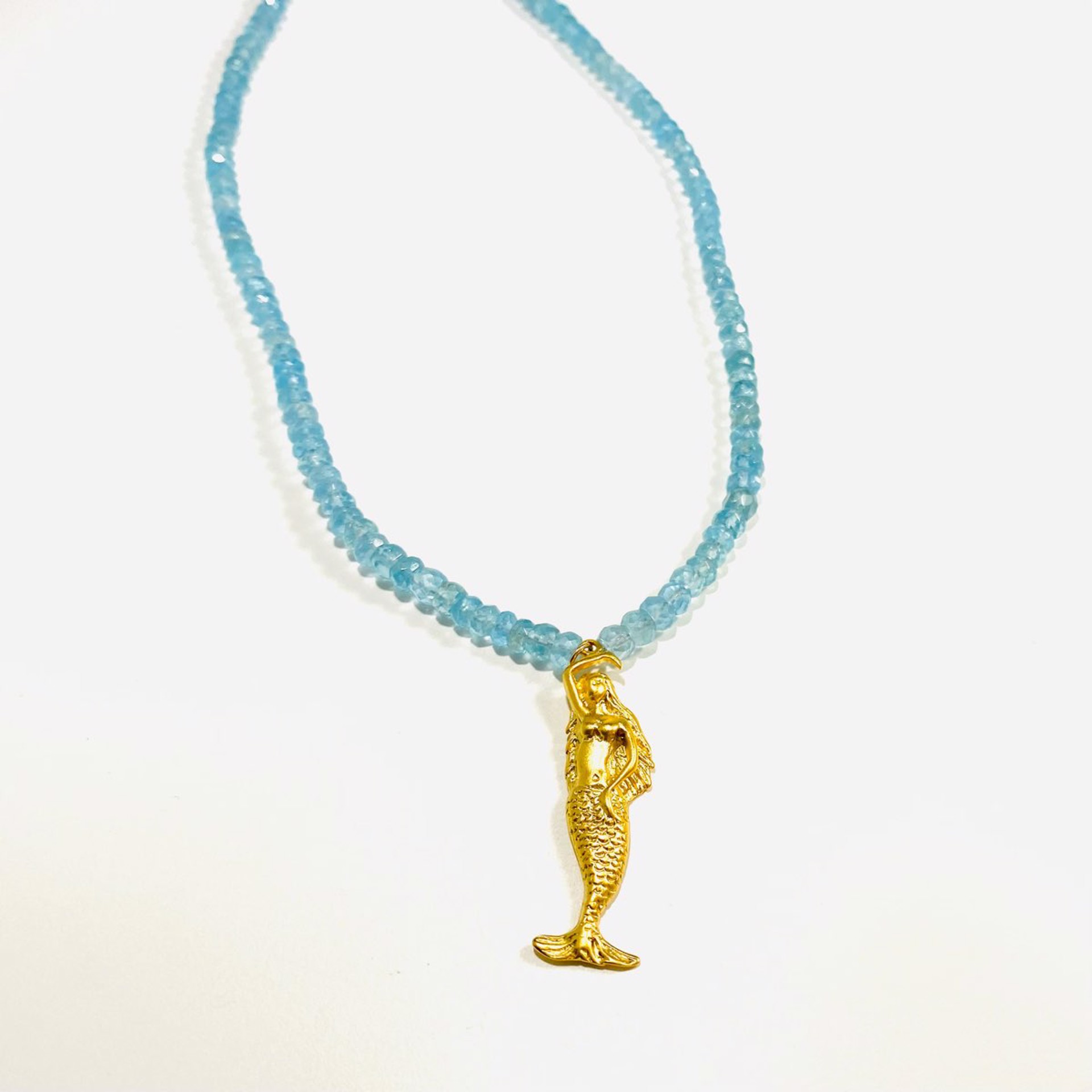 Faceted Apatite Vermeil Mermaid Pendant Necklace by Nance Trueworthy