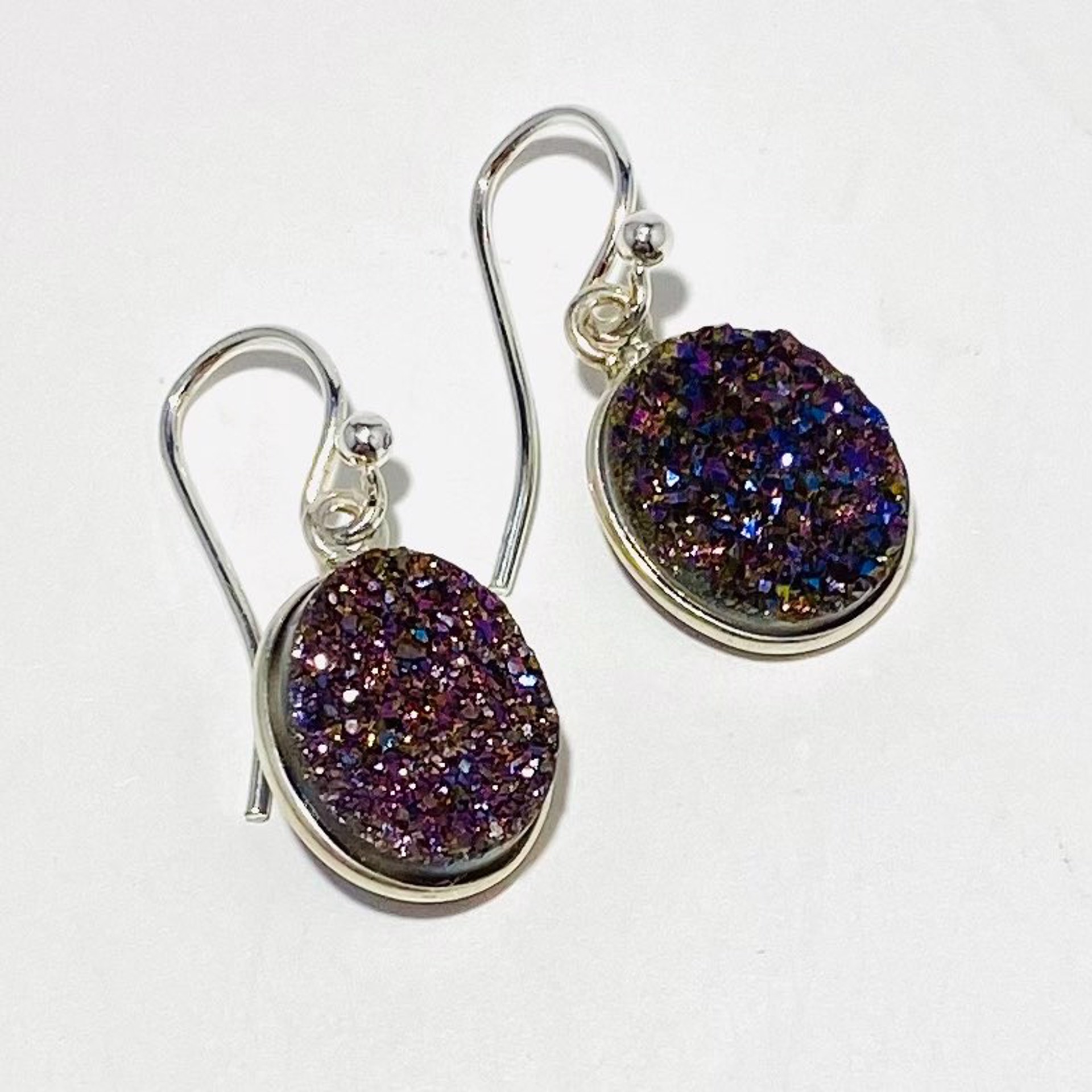 Oval Sparkly Purple Druzy Earrings NT22-106 by Nance Trueworthy