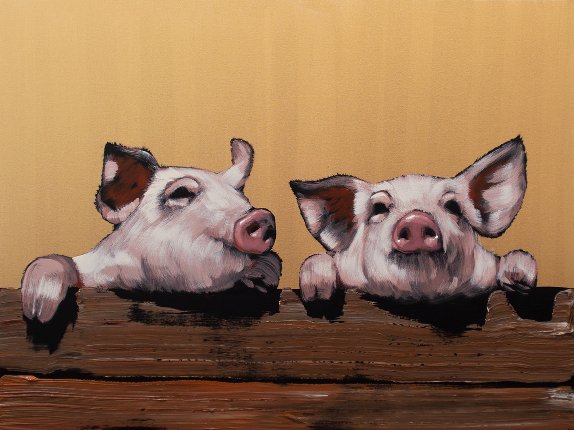 Two Pigs on Gold by Josh Brown