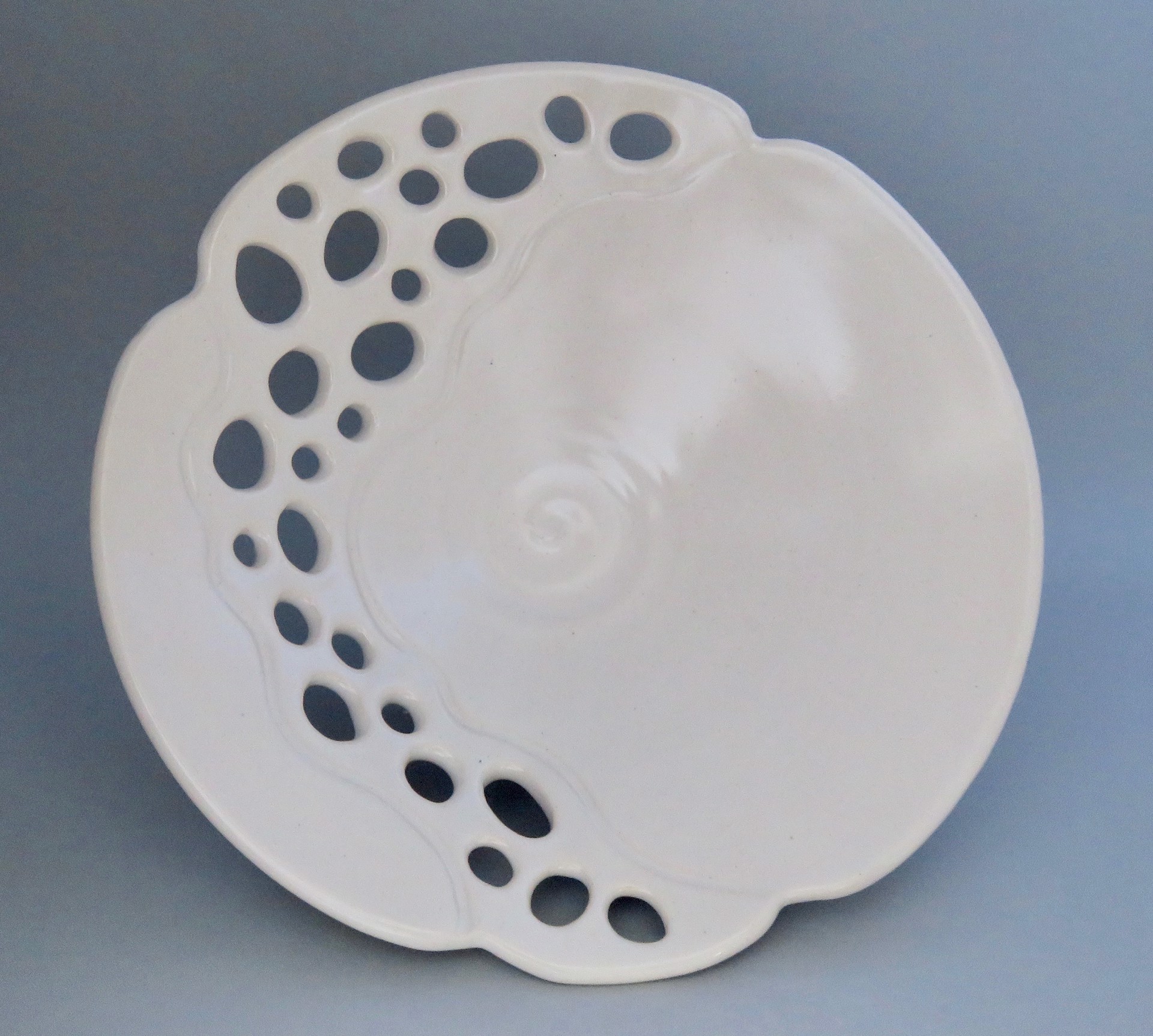 Bowl with Minimalist Cutout Design - white - MB#405 by Marty Biernbaum