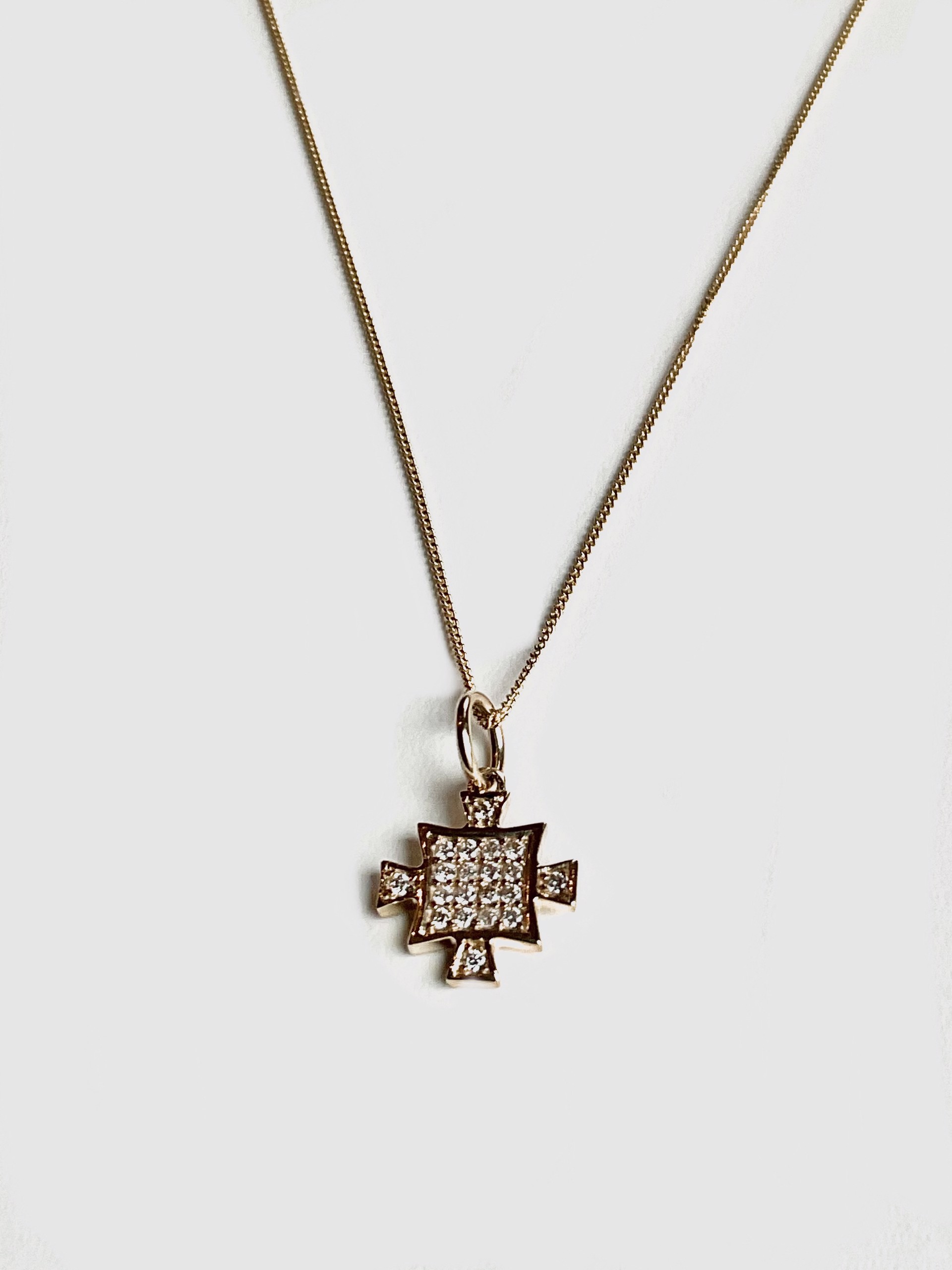KB-N107 14K Gold Delicate Chain Diamond Square Pendant by Karen Birchmier